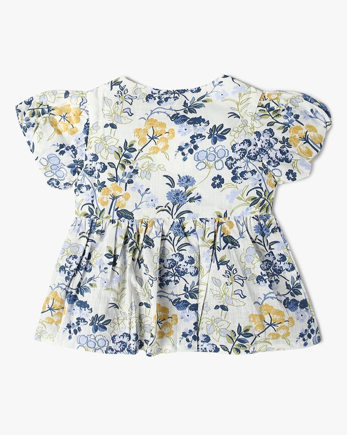 Girls Floral Print Fit & Flare Dress