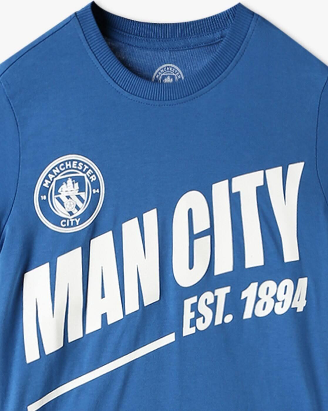Boys Man City Print Tailored Fit Round-Neck T-Shirt