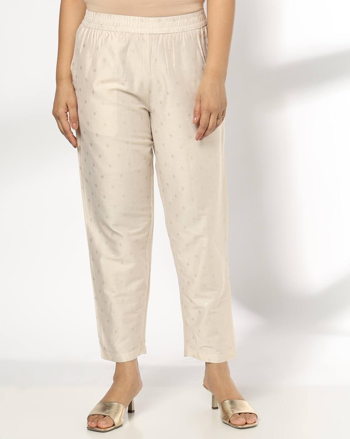 Women Micro Print Straight Pants