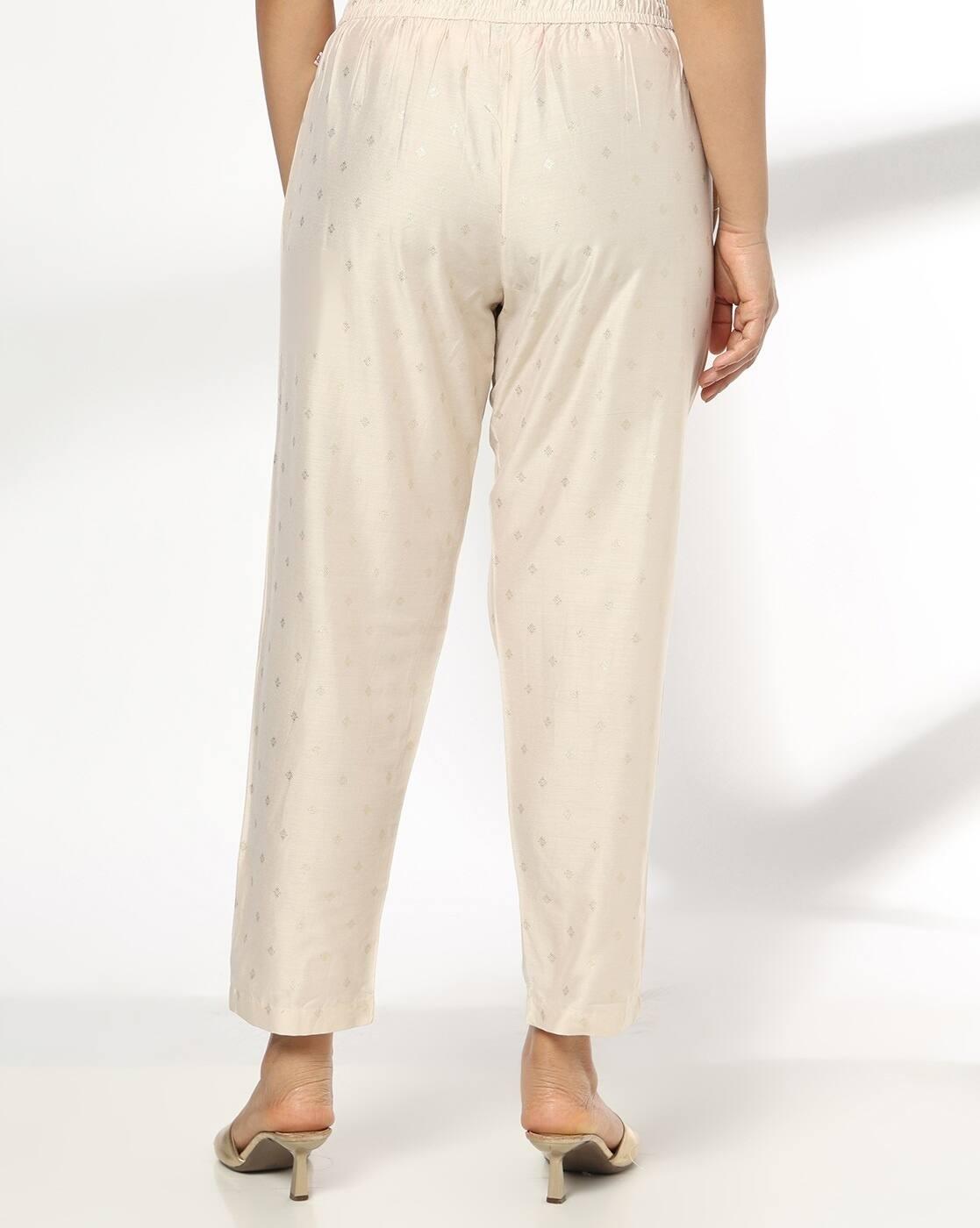 Women Micro Print Straight Pants