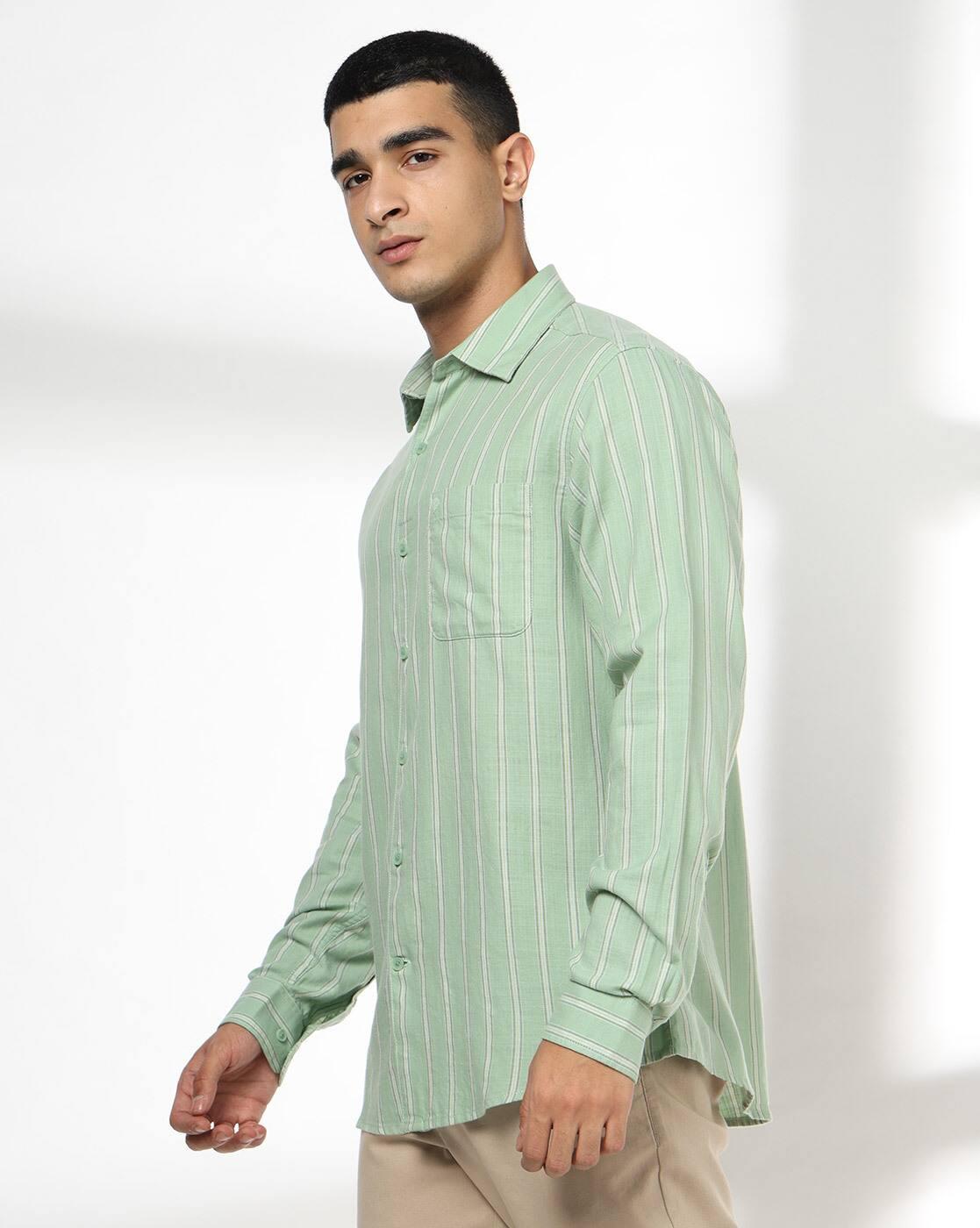 Men Slim Fit Cotton Stripped Casual Shirt