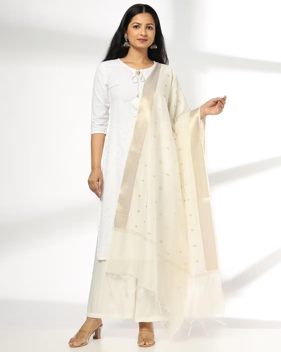 Women Dupatta with Woven Motifs