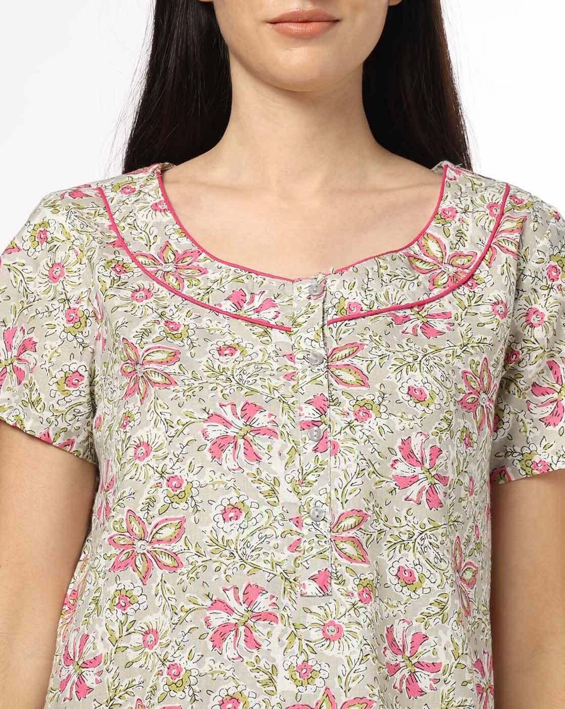 Cotton Nightie, GREY, M