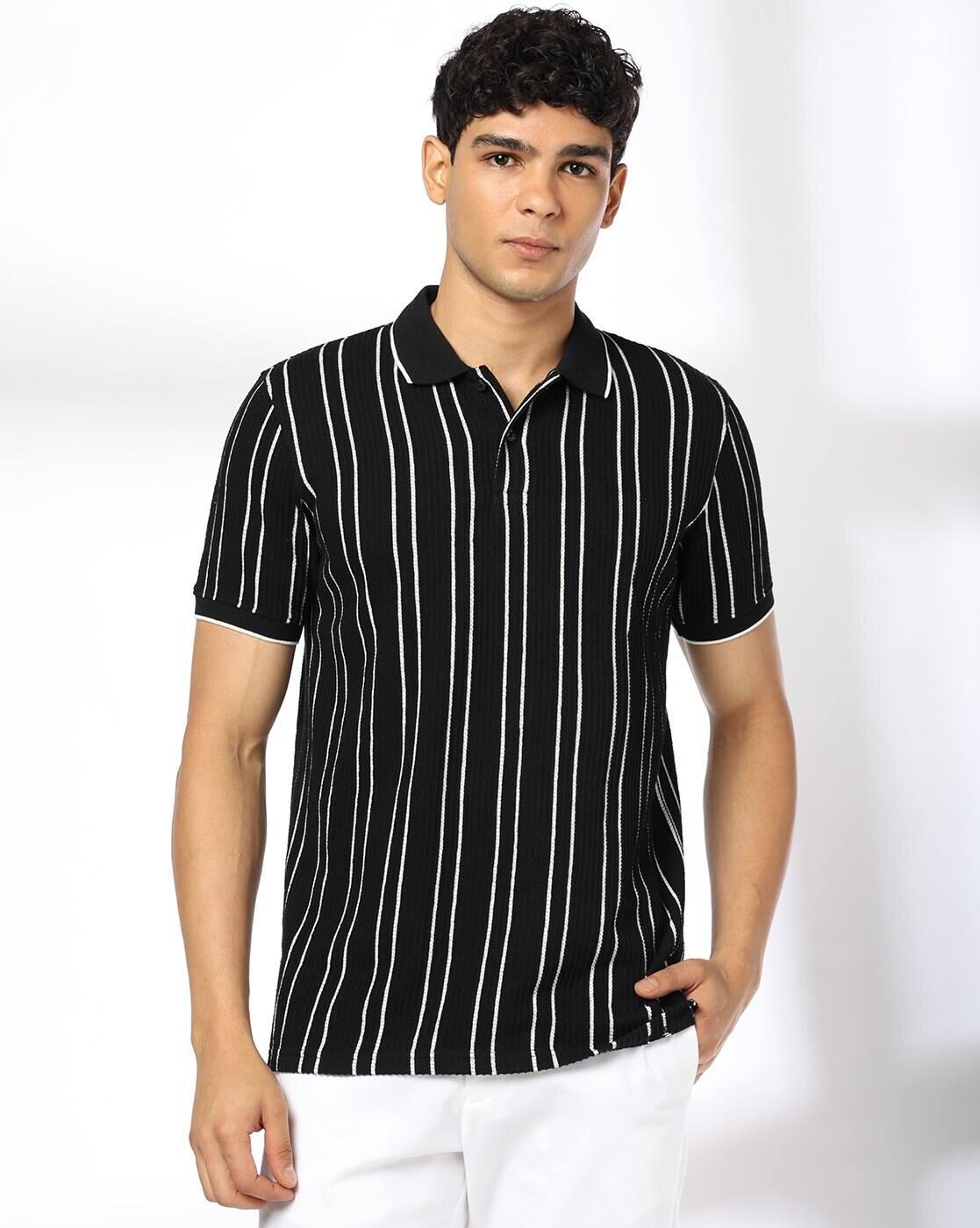 Men Slim Fit Striped Polo T-Shirt