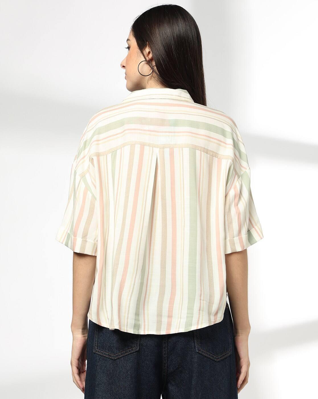Women Striped Boxy Fit Classic Shirt