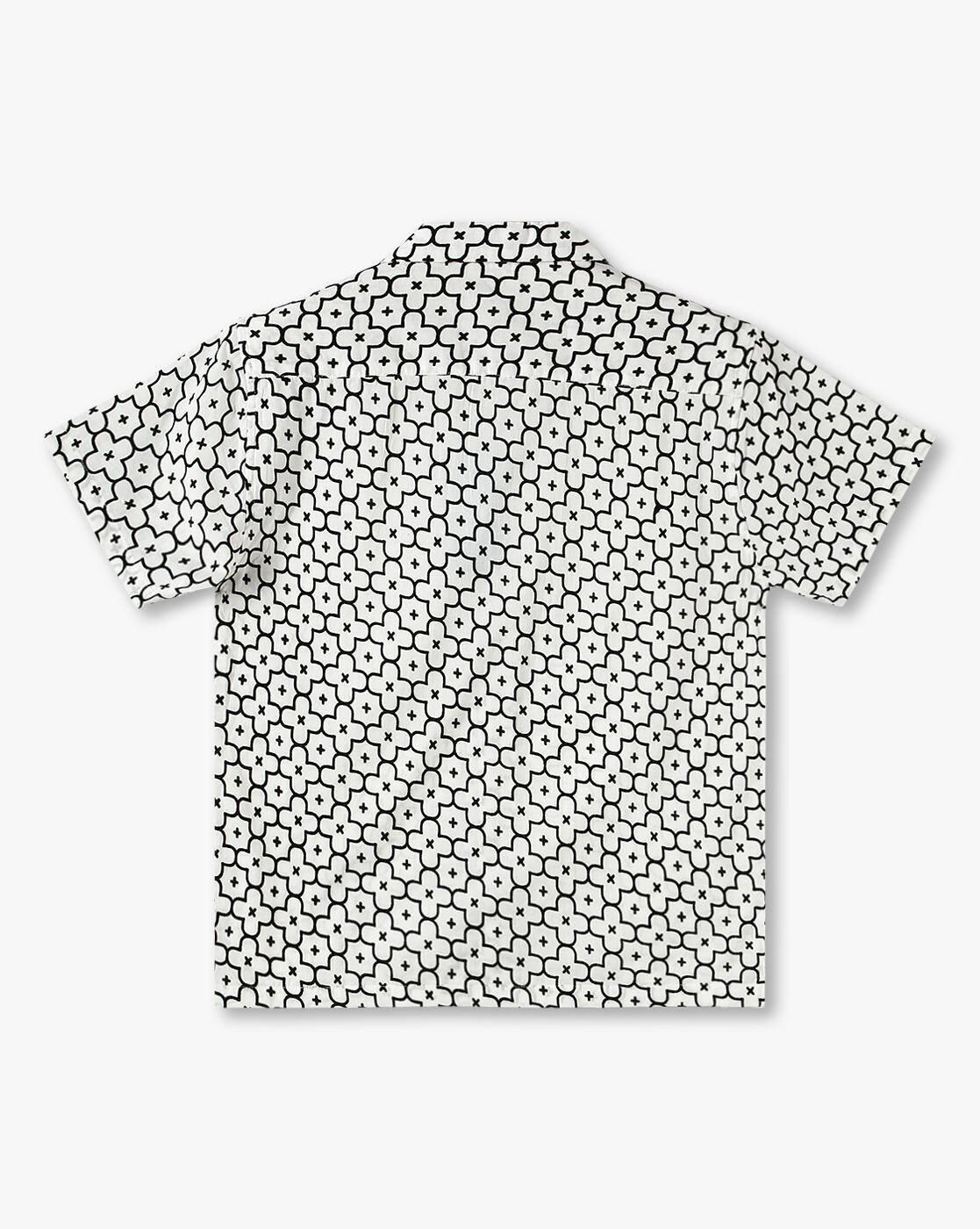 Boys All-Over Floral Print Boxy Fit Cotton Shirt