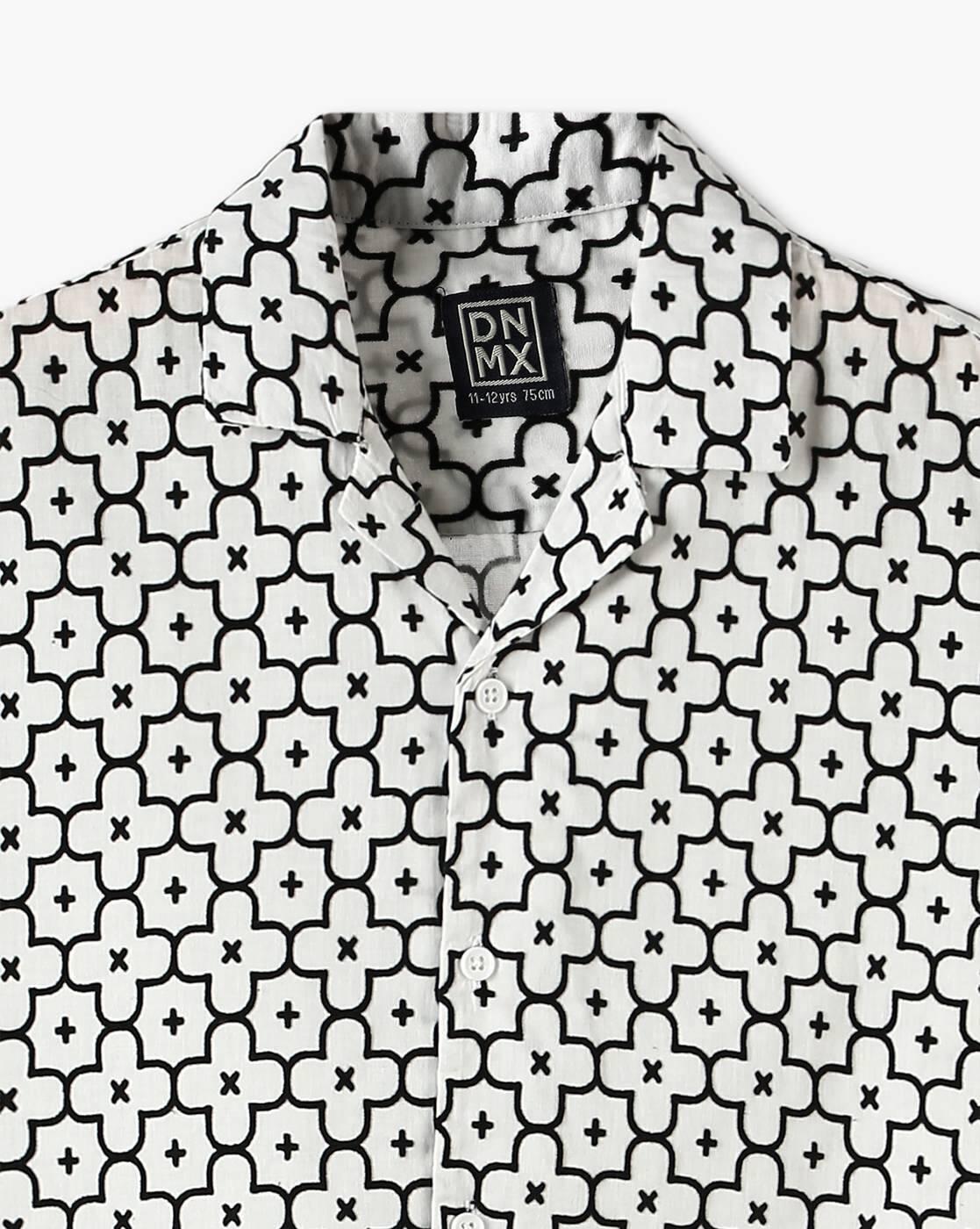 Boys All-Over Floral Print Boxy Fit Cotton Shirt