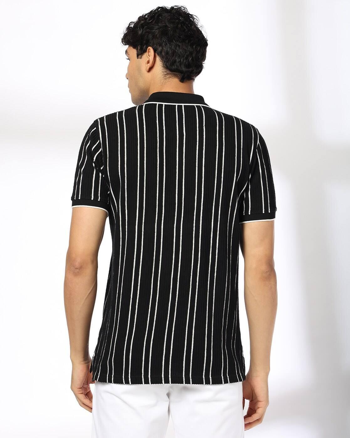 Men Slim Fit Striped Polo T-Shirt