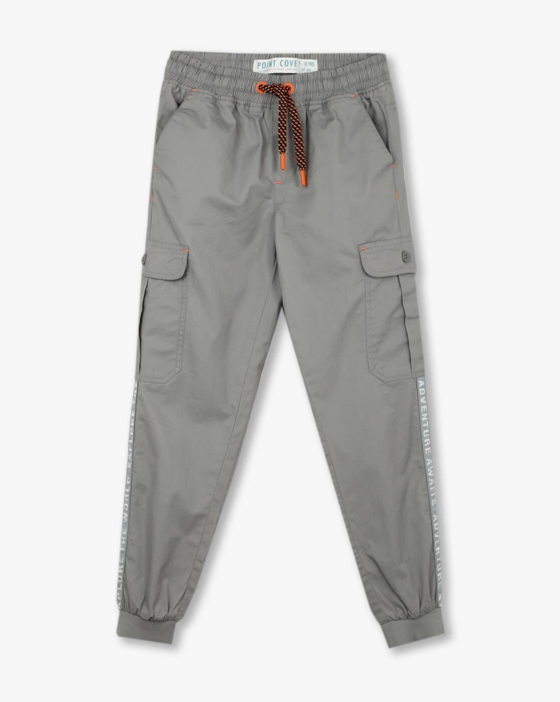 Boys Typographic Print Tape Pull-On Relaxed Fit Cargo Pants