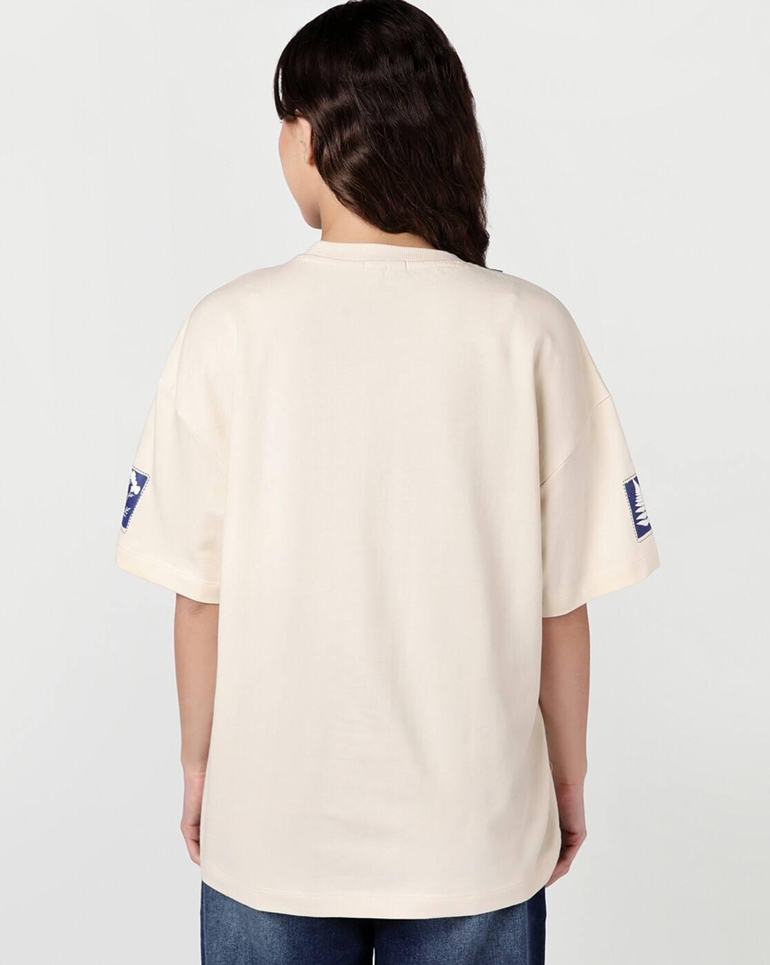 Women Typographic Print Oversized Fit Round-Neck T-Shirt