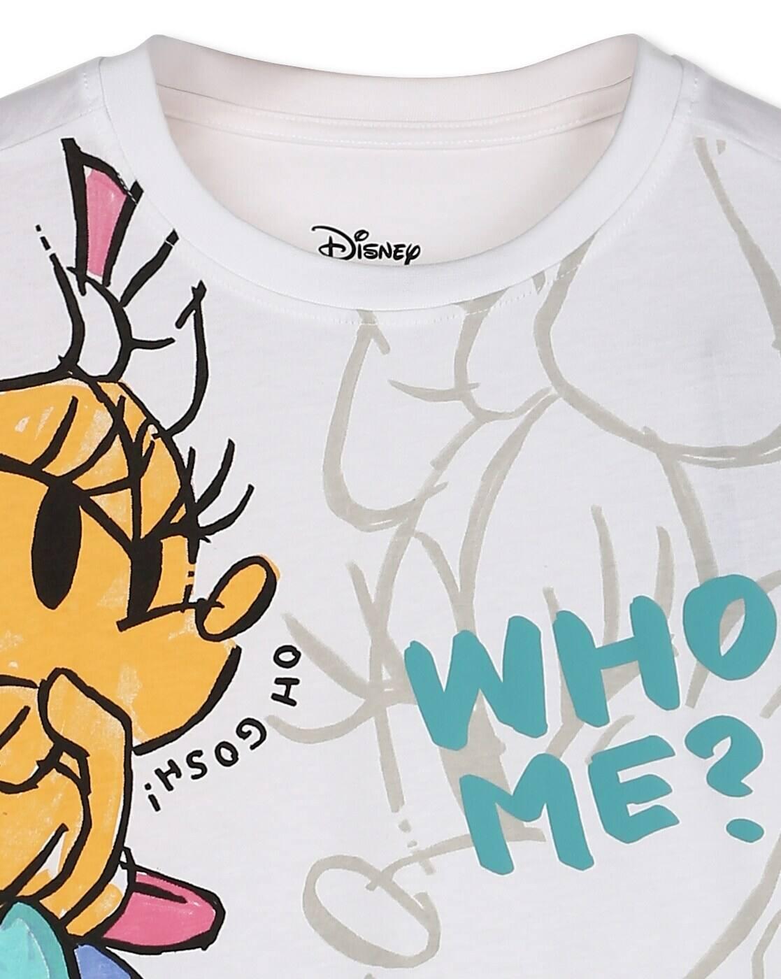 Girls Minnie Mouse Print Regular Fit Round-Neck T-Shirt