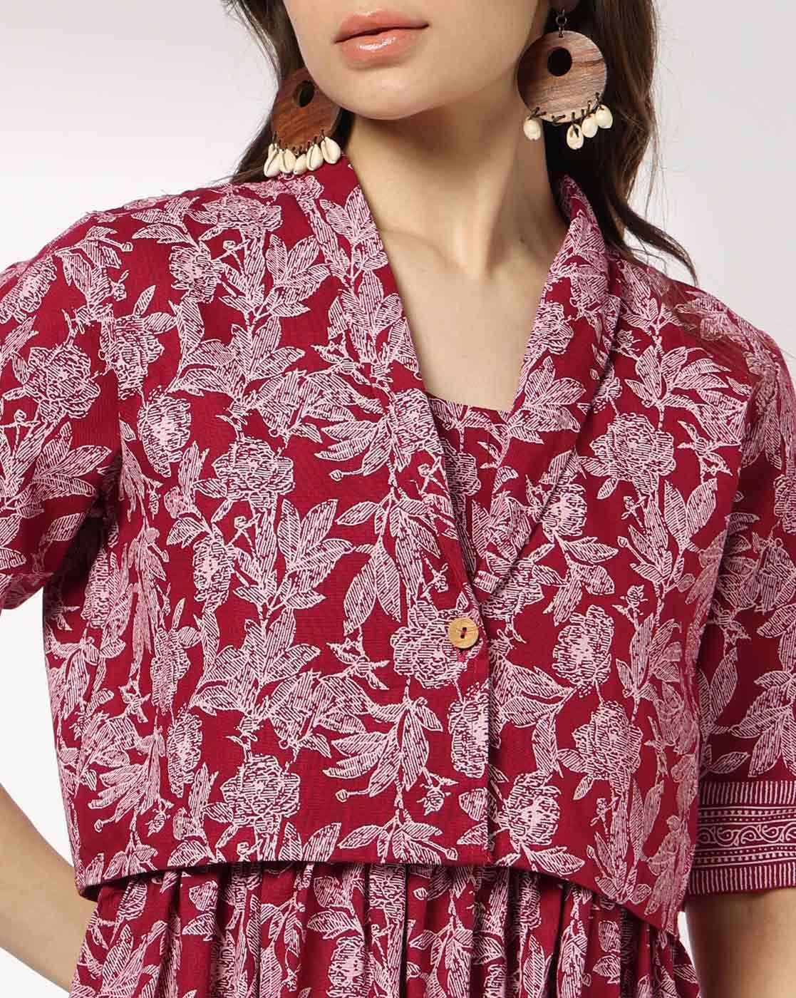 Women Floral Print Tiered Dress