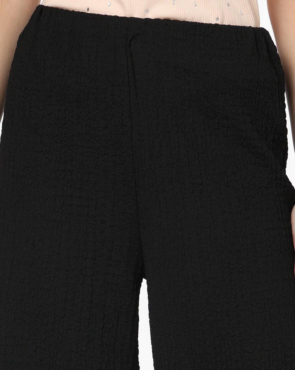 Women Patterned Wide-Leg Flat-Front Trousers