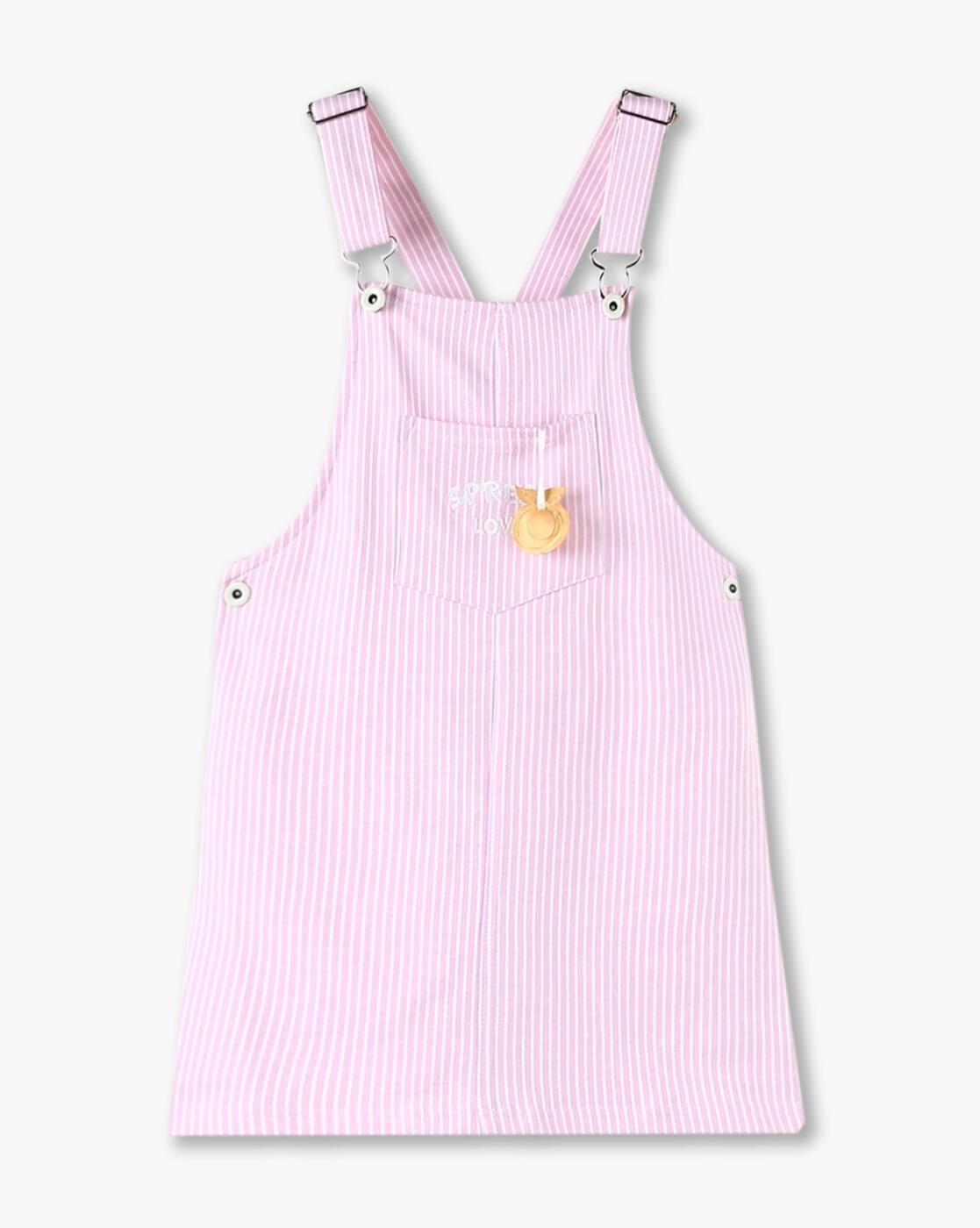 Girls Striped Dungarees with T-Shirt