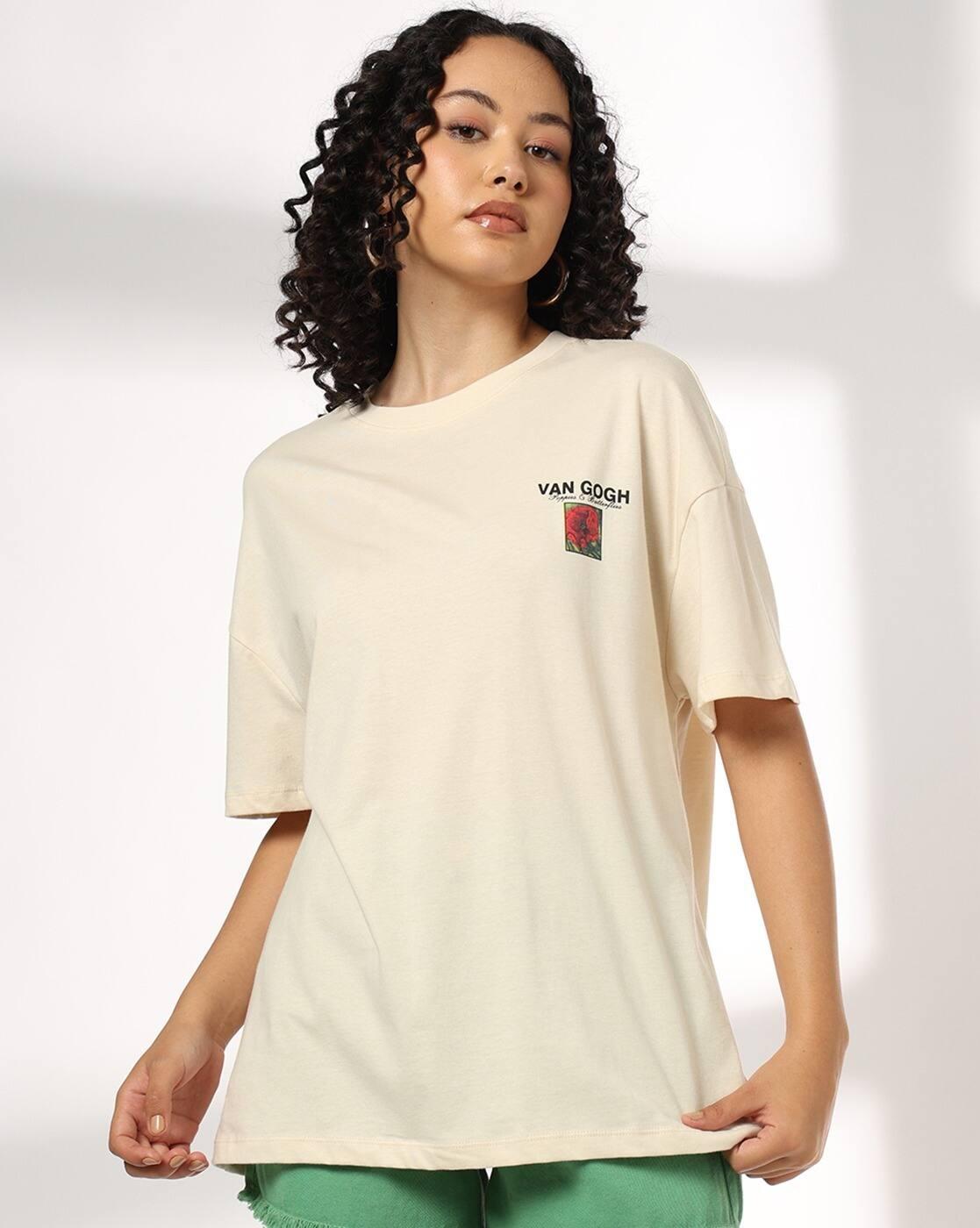 Women Floral Print Oversized Crew-Neck T-Shirt