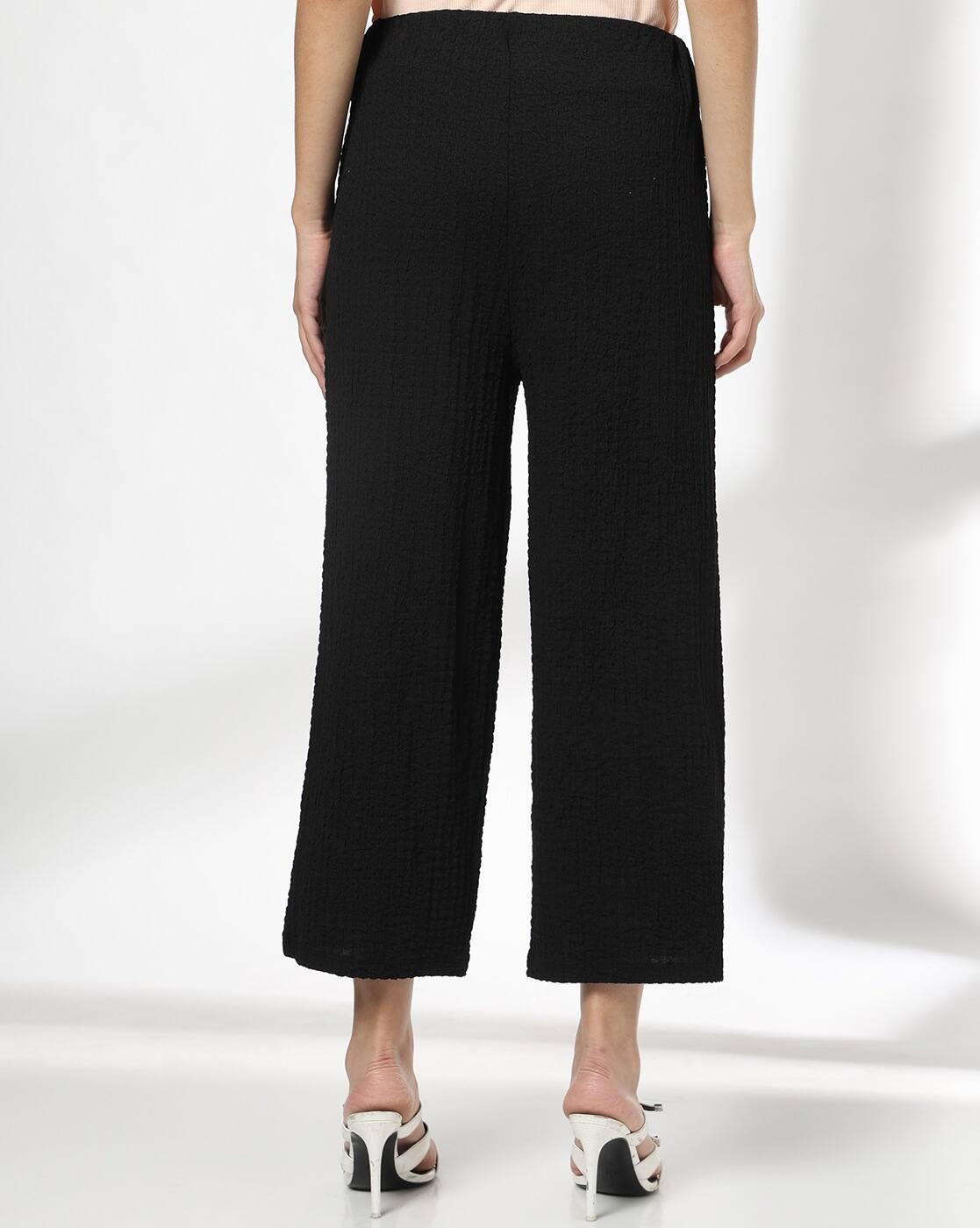 Women Patterned Wide-Leg Flat-Front Trousers