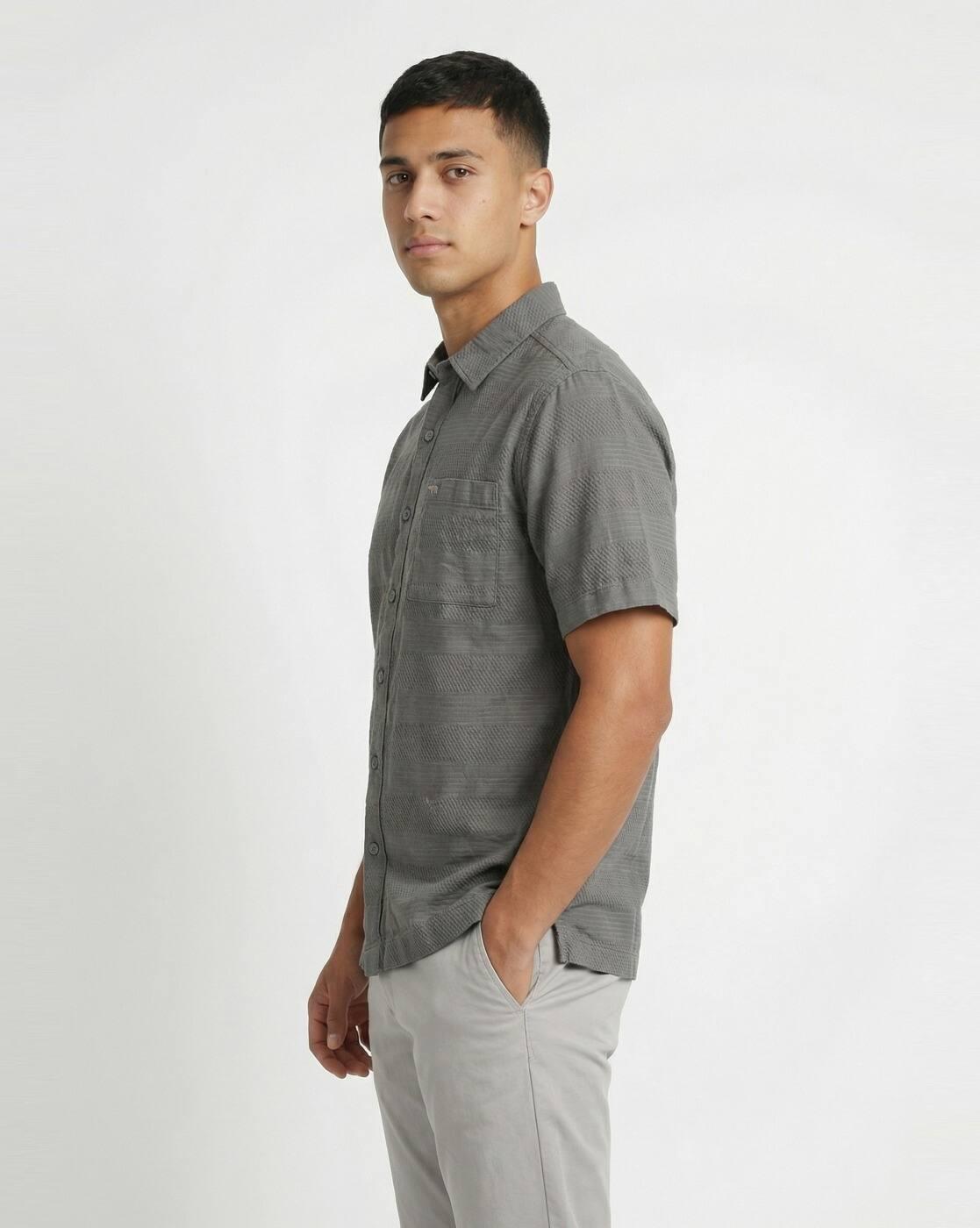 Men Textured Relax Fit Short S, GREEN, S