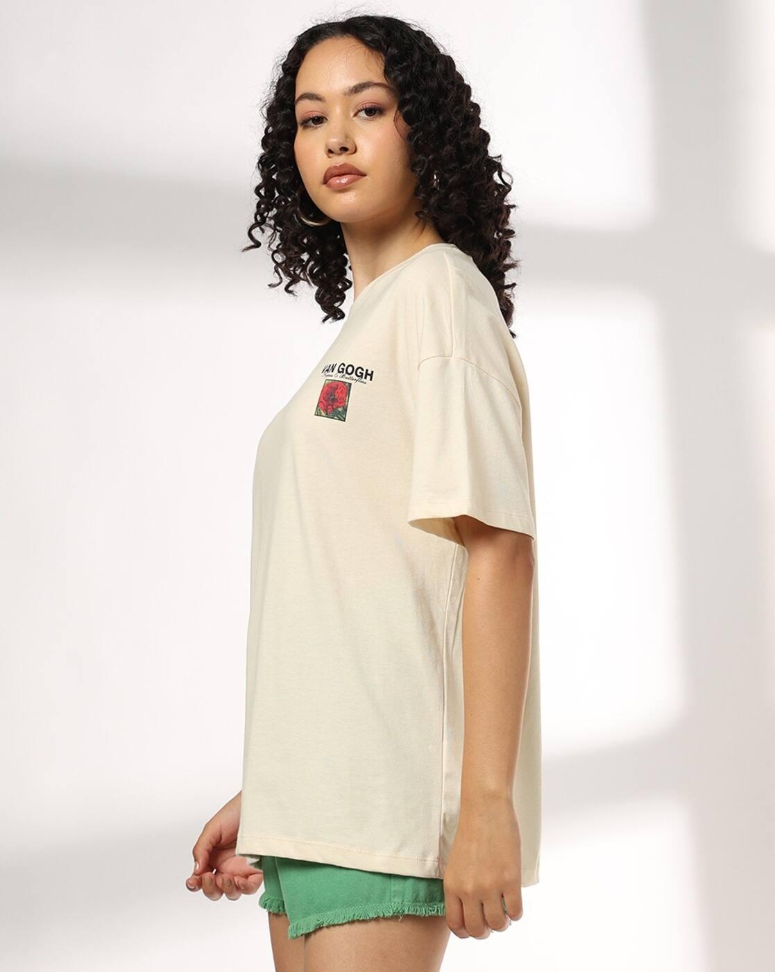 Women Floral Print Oversized Crew-Neck T-Shirt