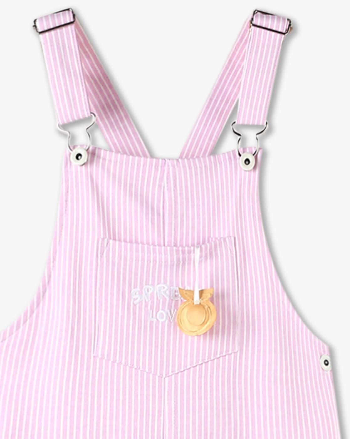 Girls Striped Dungarees with T-Shirt
