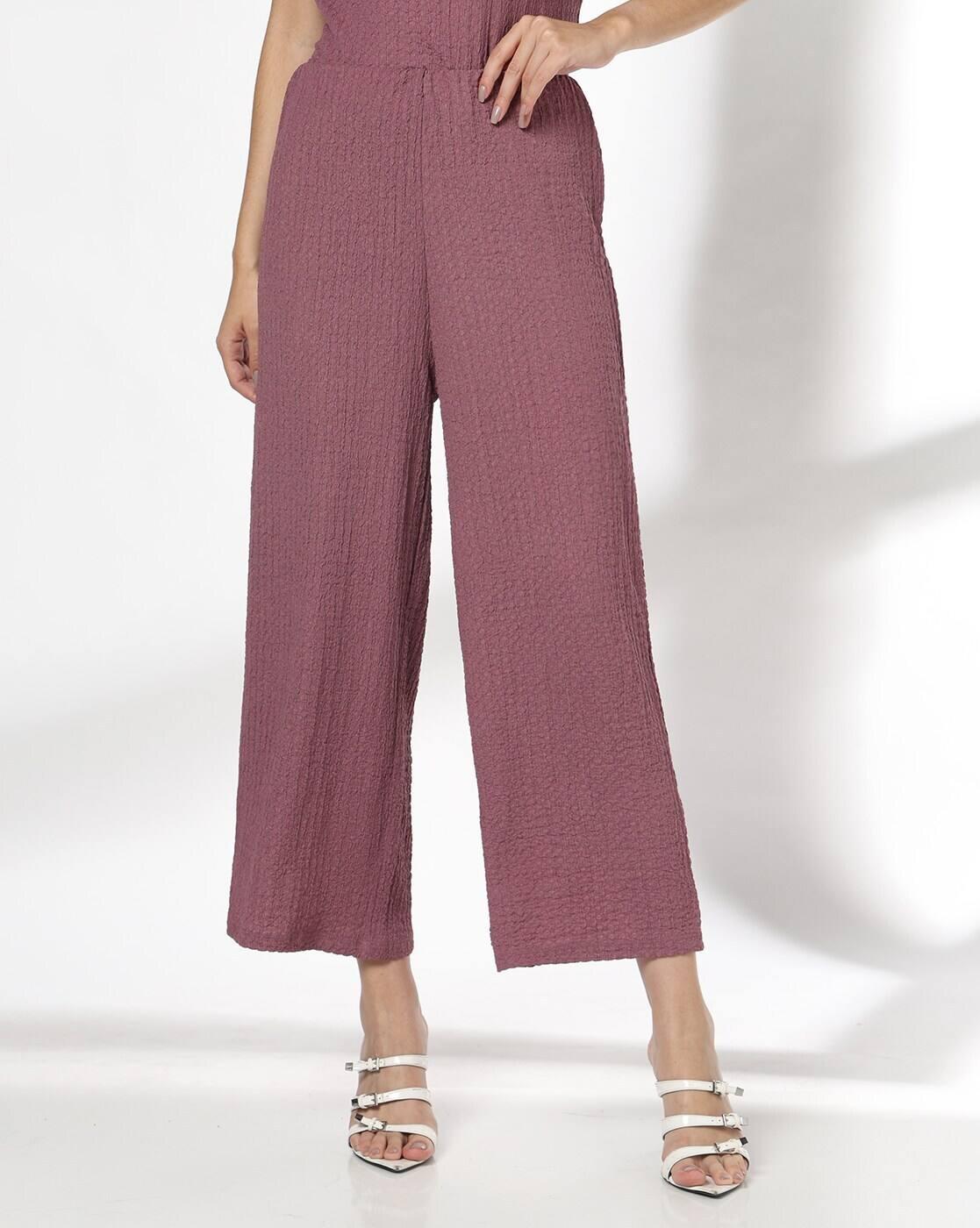 Women Patterned Wide-Leg Flat-Front Trousers