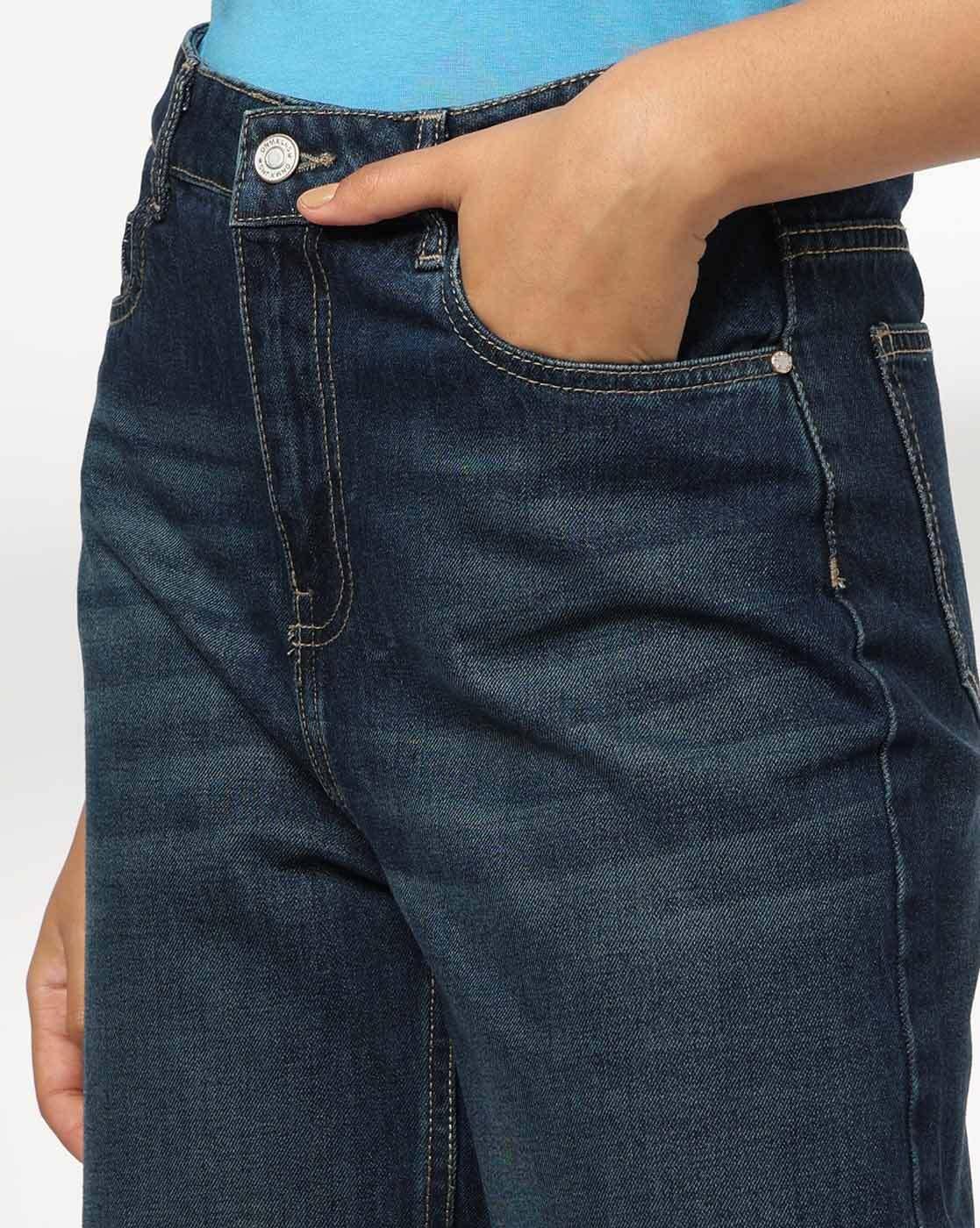 Women Lightly Washed Hight-Rise Wide-Leg Jeans
