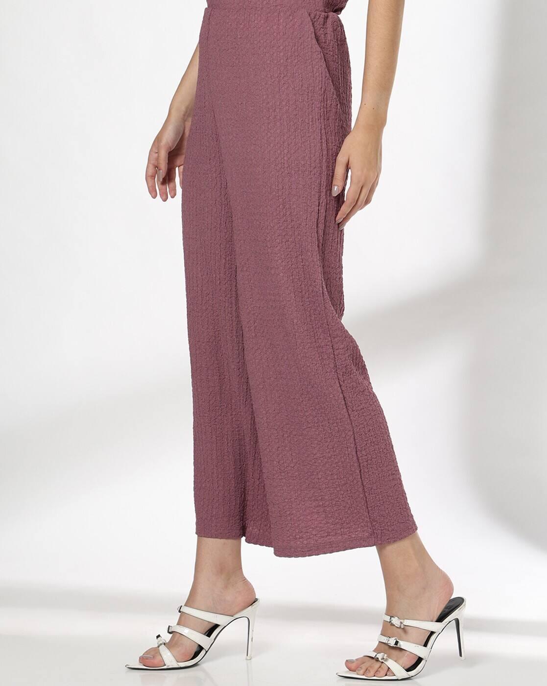 Women Patterned Wide-Leg Flat-Front Trousers