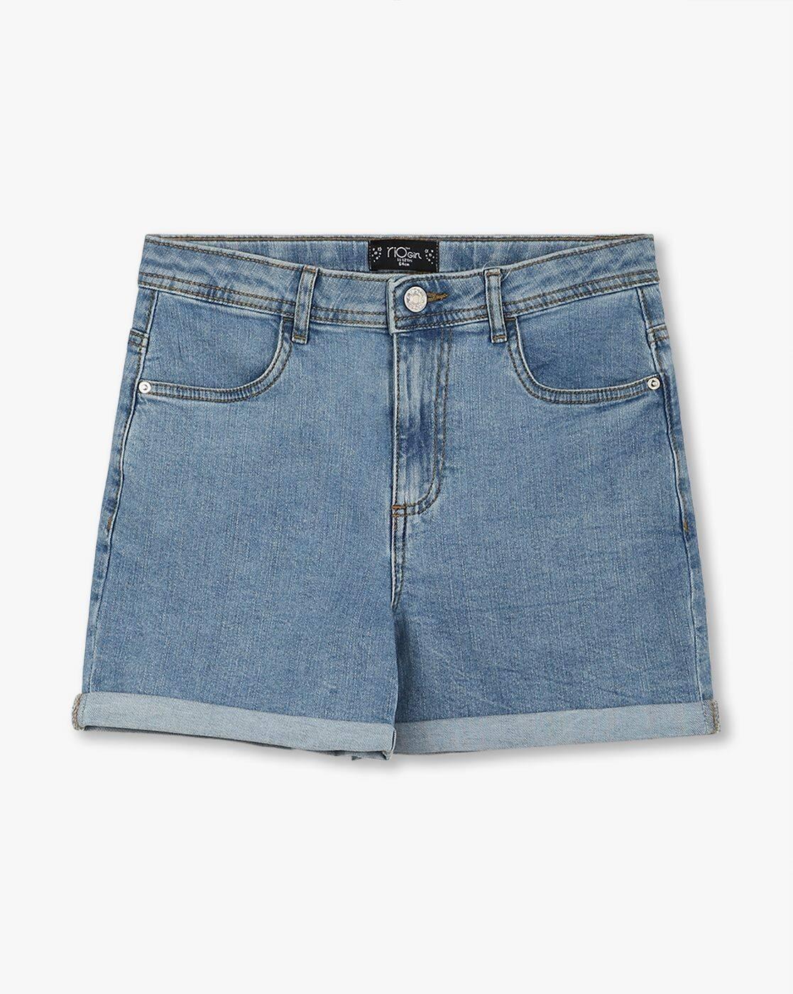 Girls Lightly Washed Regular Fit Denim Shorts