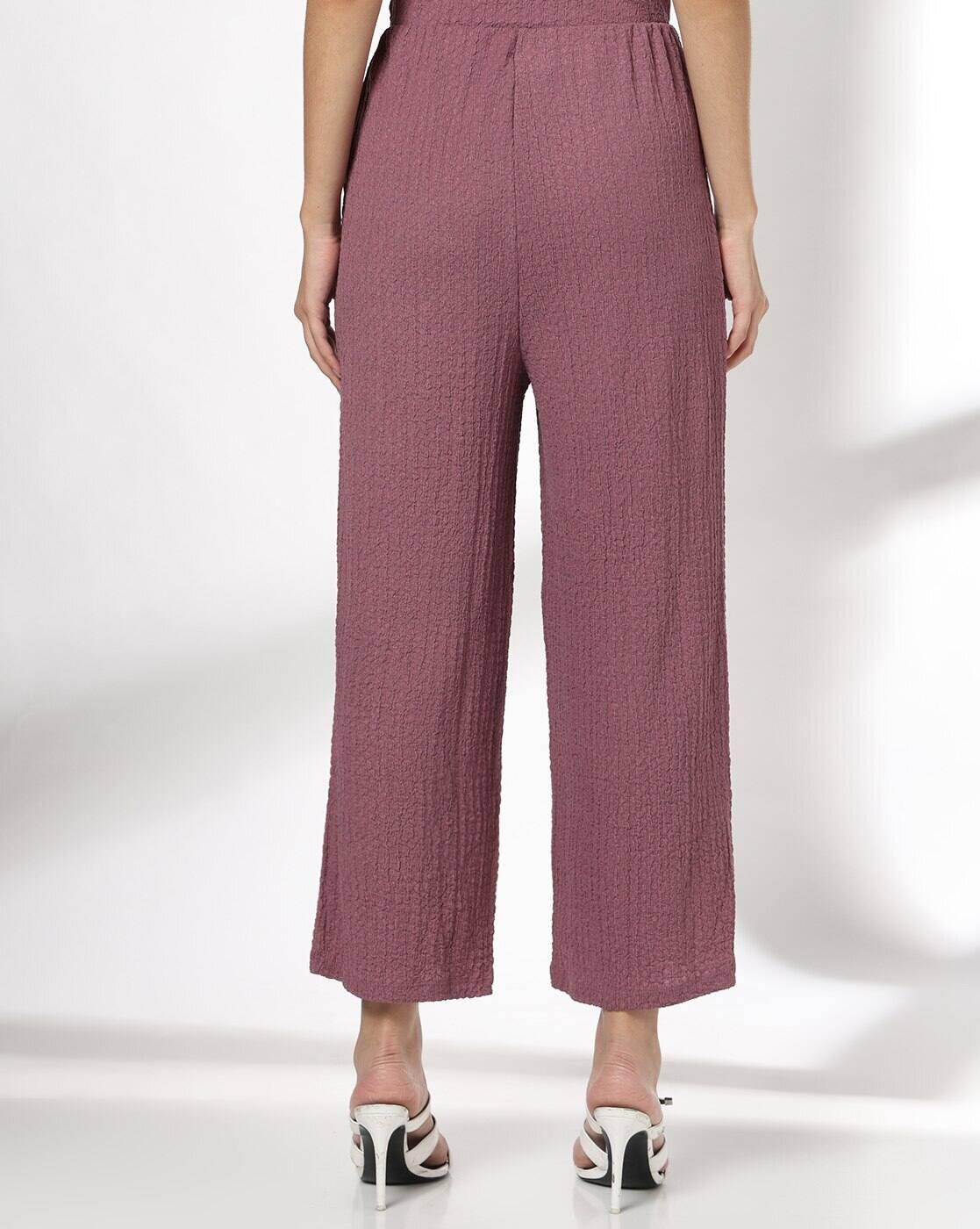 Women Patterned Wide-Leg Flat-Front Trousers