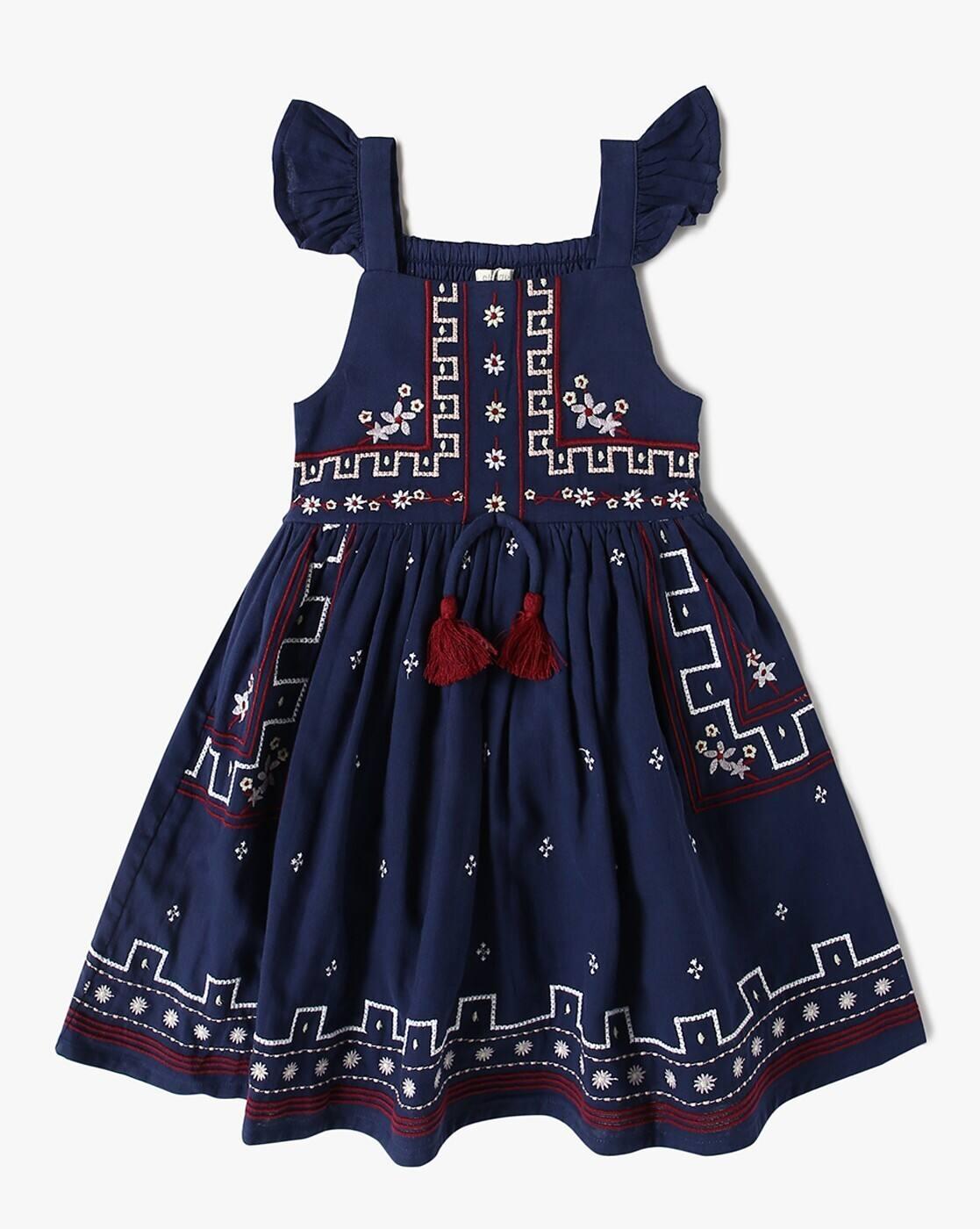Girls Embroidered Fit & Flare Dress