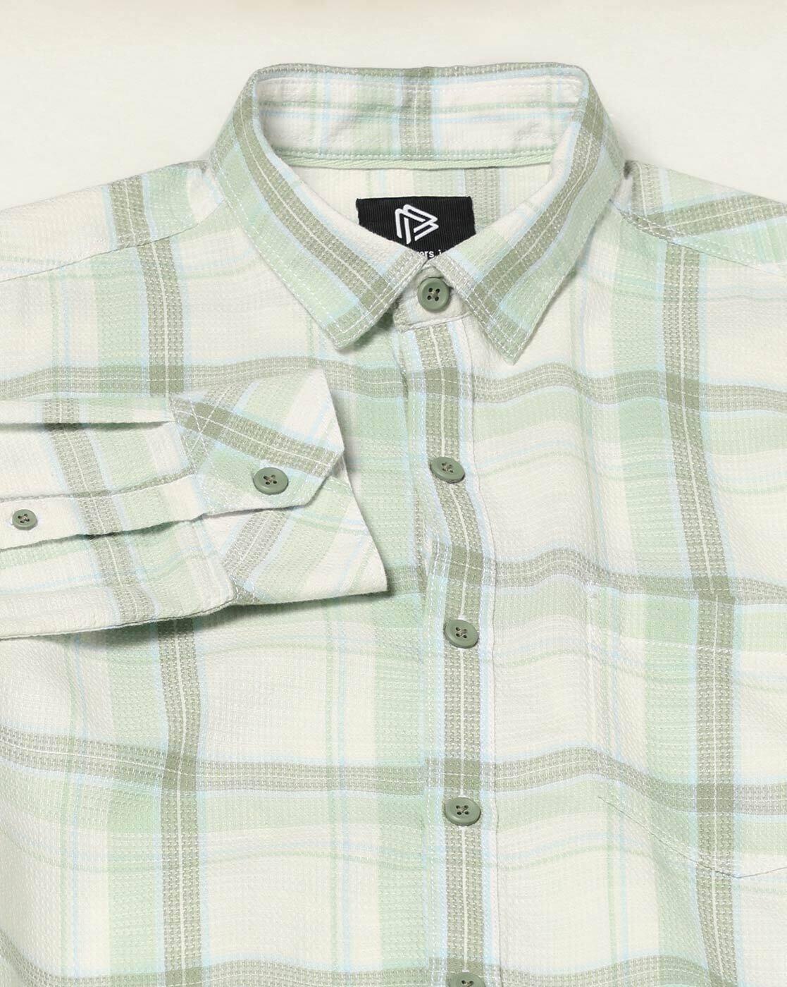 Men Checked Slim Fit Cotton Shirt with Patch Pocket