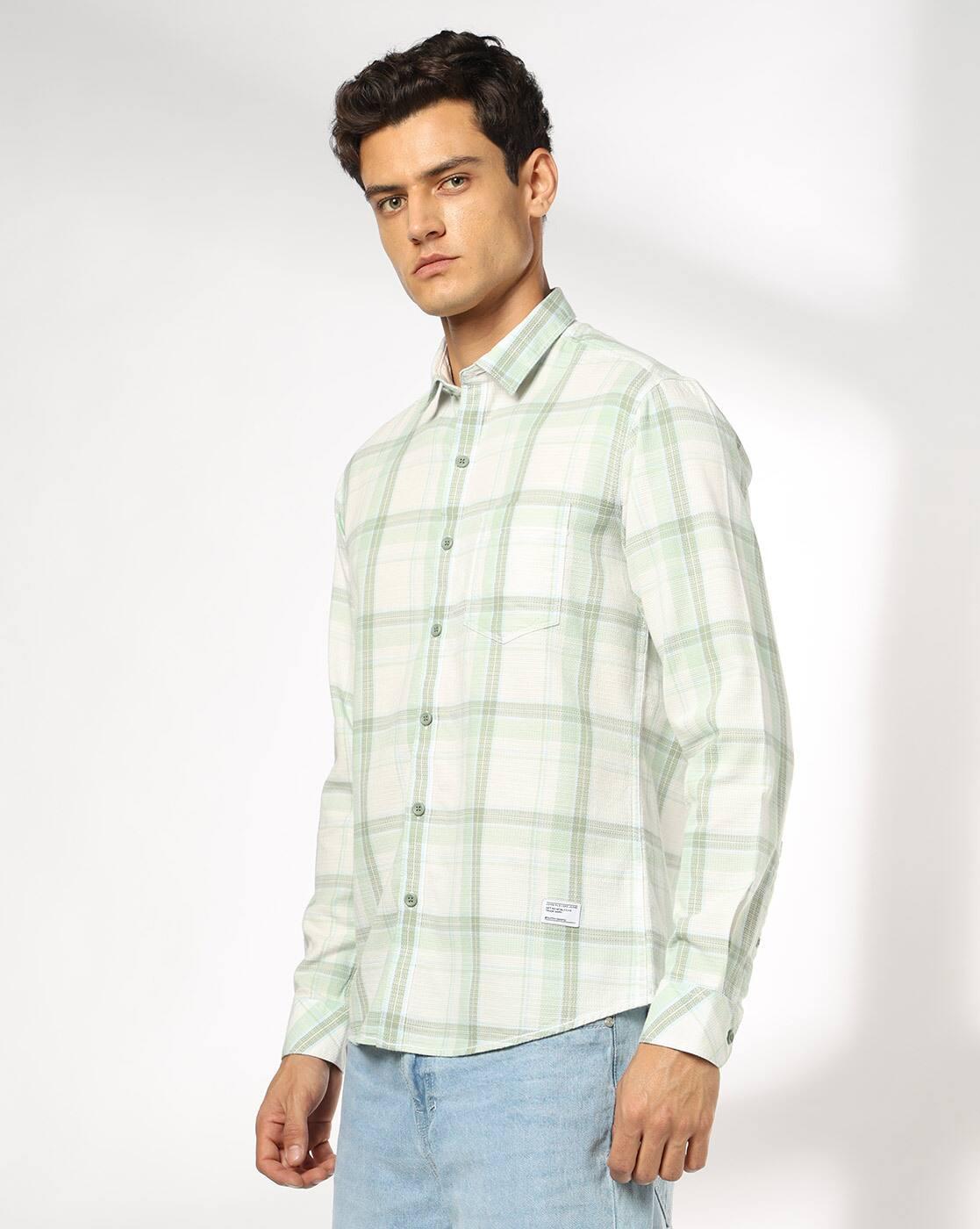 Men Checked Slim Fit Cotton Shirt with Patch Pocket