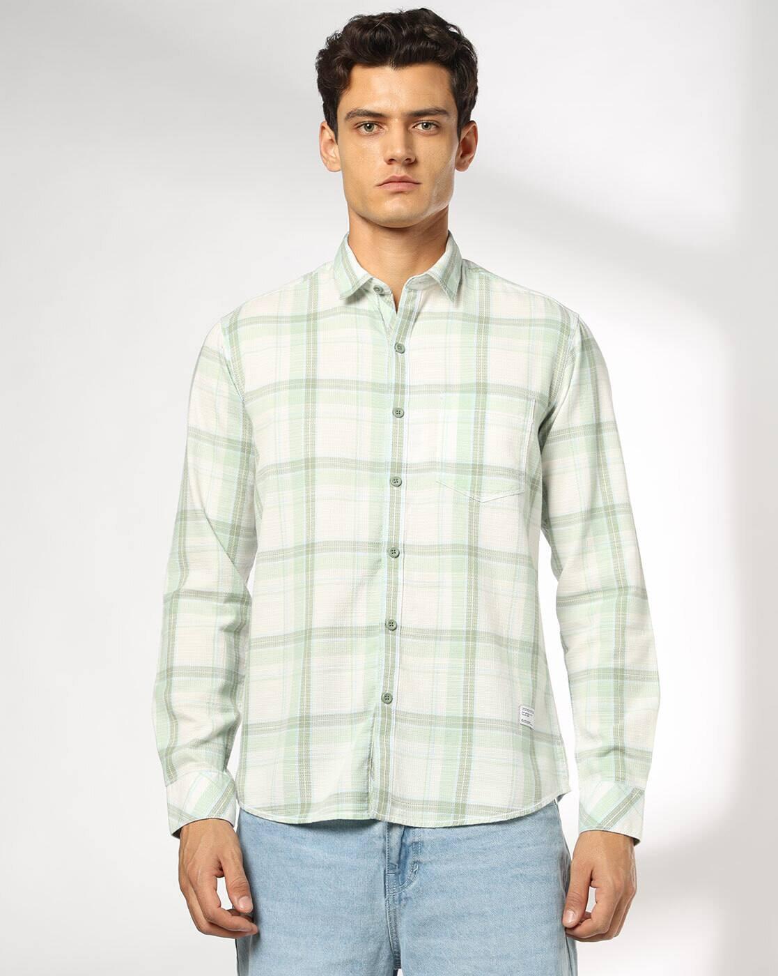 Men Checked Slim Fit Cotton Shirt with Patch Pocket