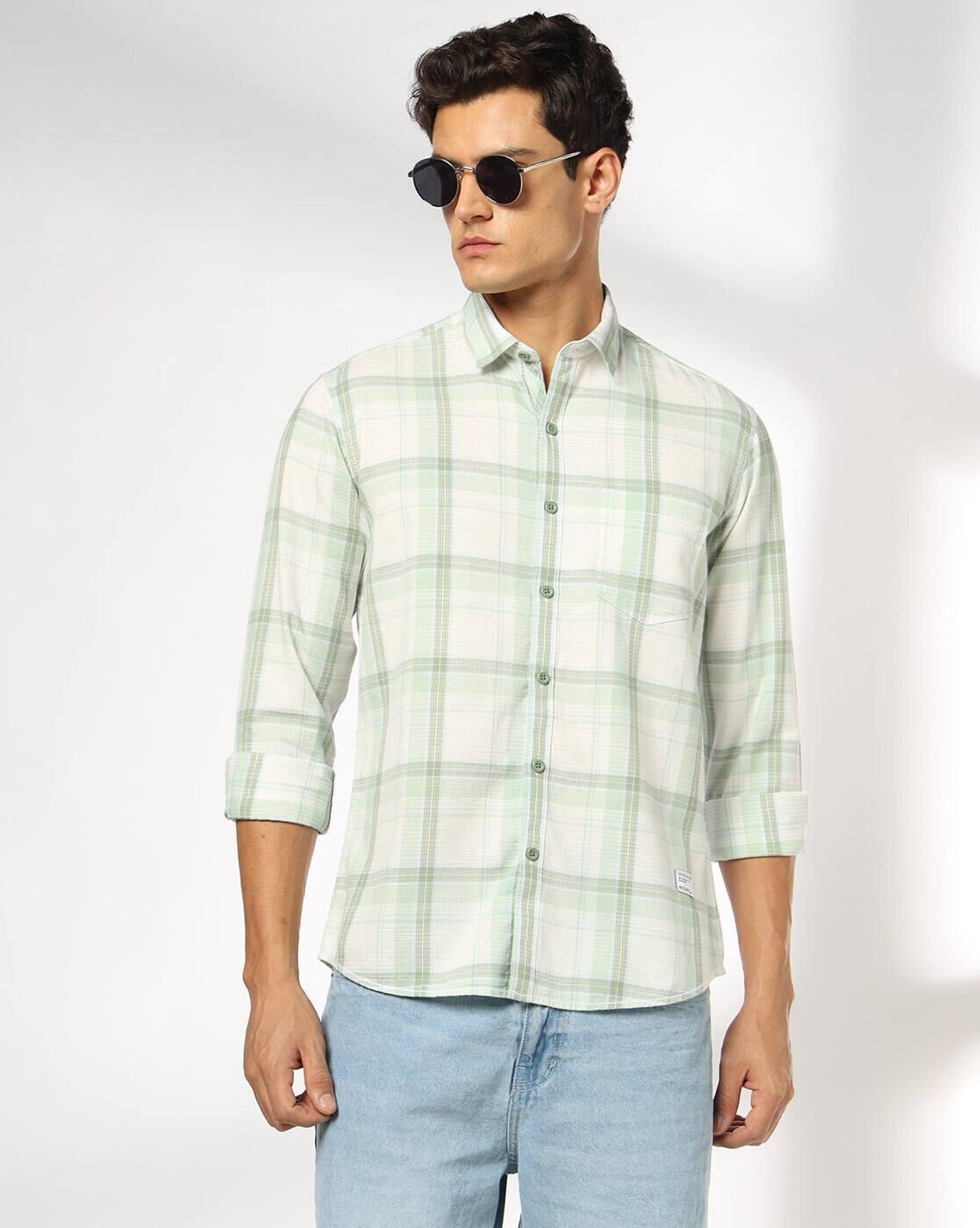 Men Checked Slim Fit Cotton Shirt with Patch Pocket
