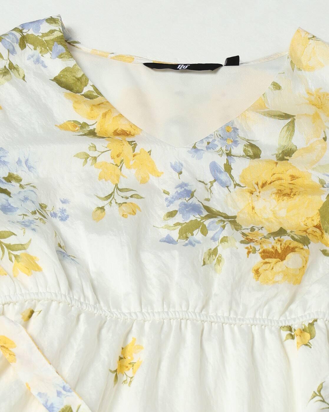 Women Floral Print V-Neck Fit & Flare Dress
