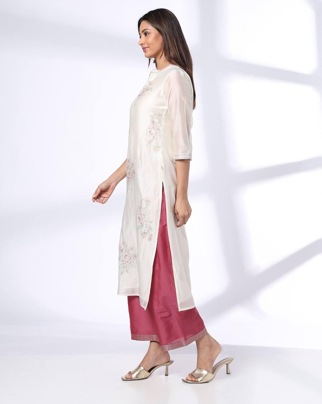 Women Embroidery Flared Kurta-Bottom Set
