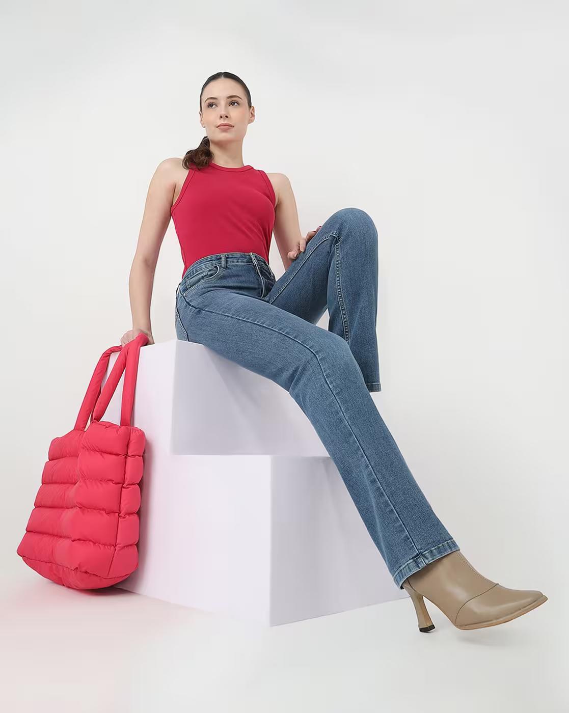 Women High-Rise Straight Fit Jeans
