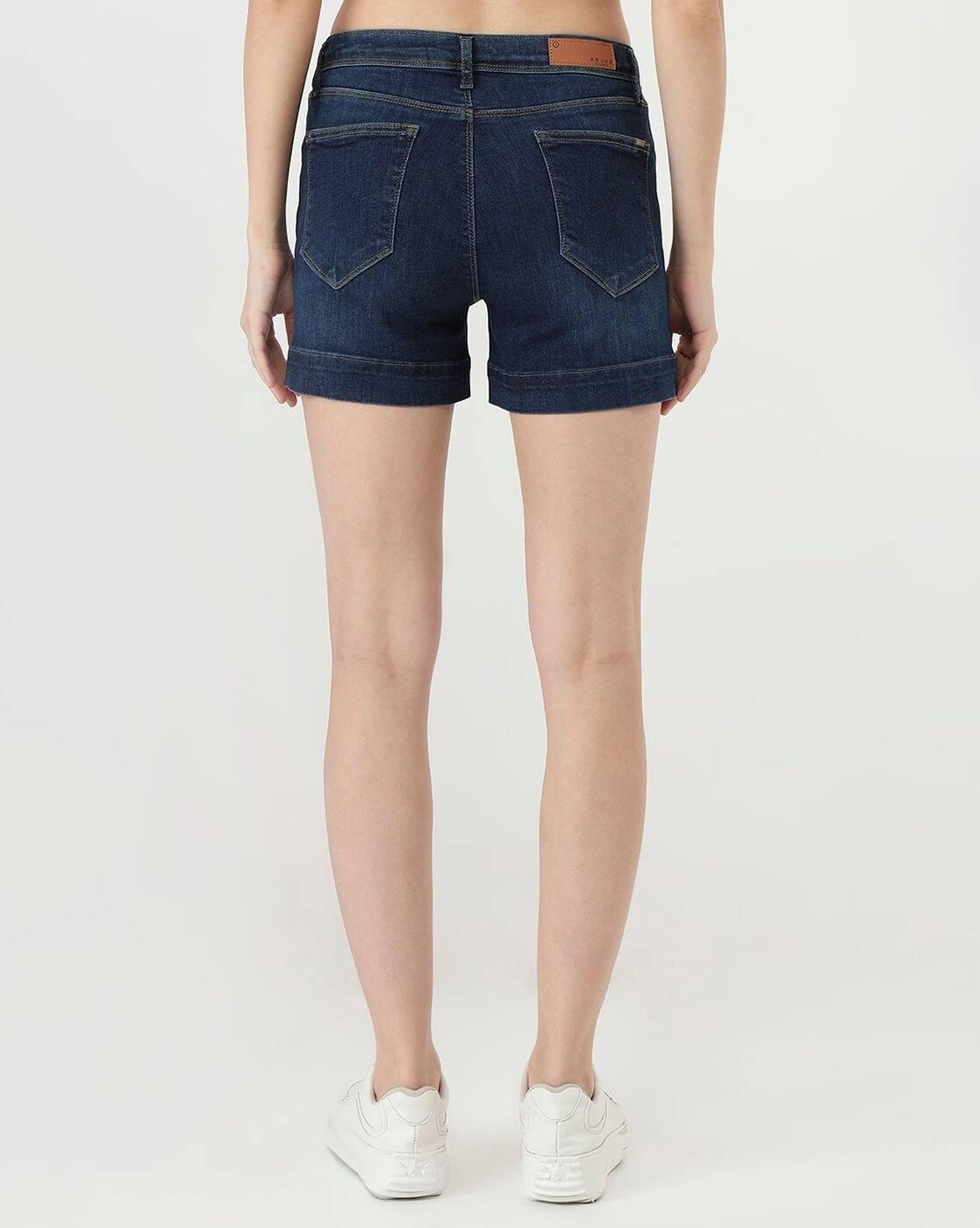 Women Washed Slim Fit Denim Shorts