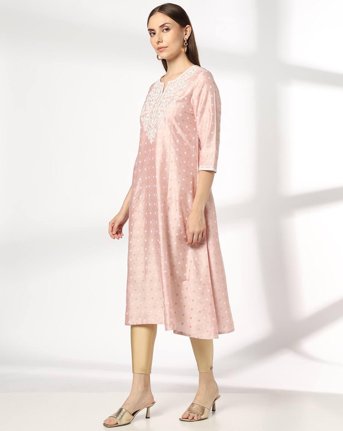 Women Embroidered Flared Kurta with Insert Pocket
