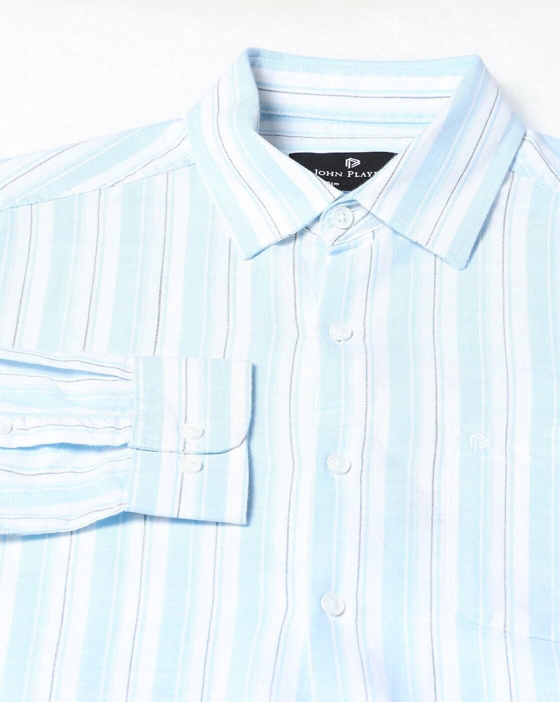 Men Striped Slim Fit Cotton Shirt with Patch Pocket