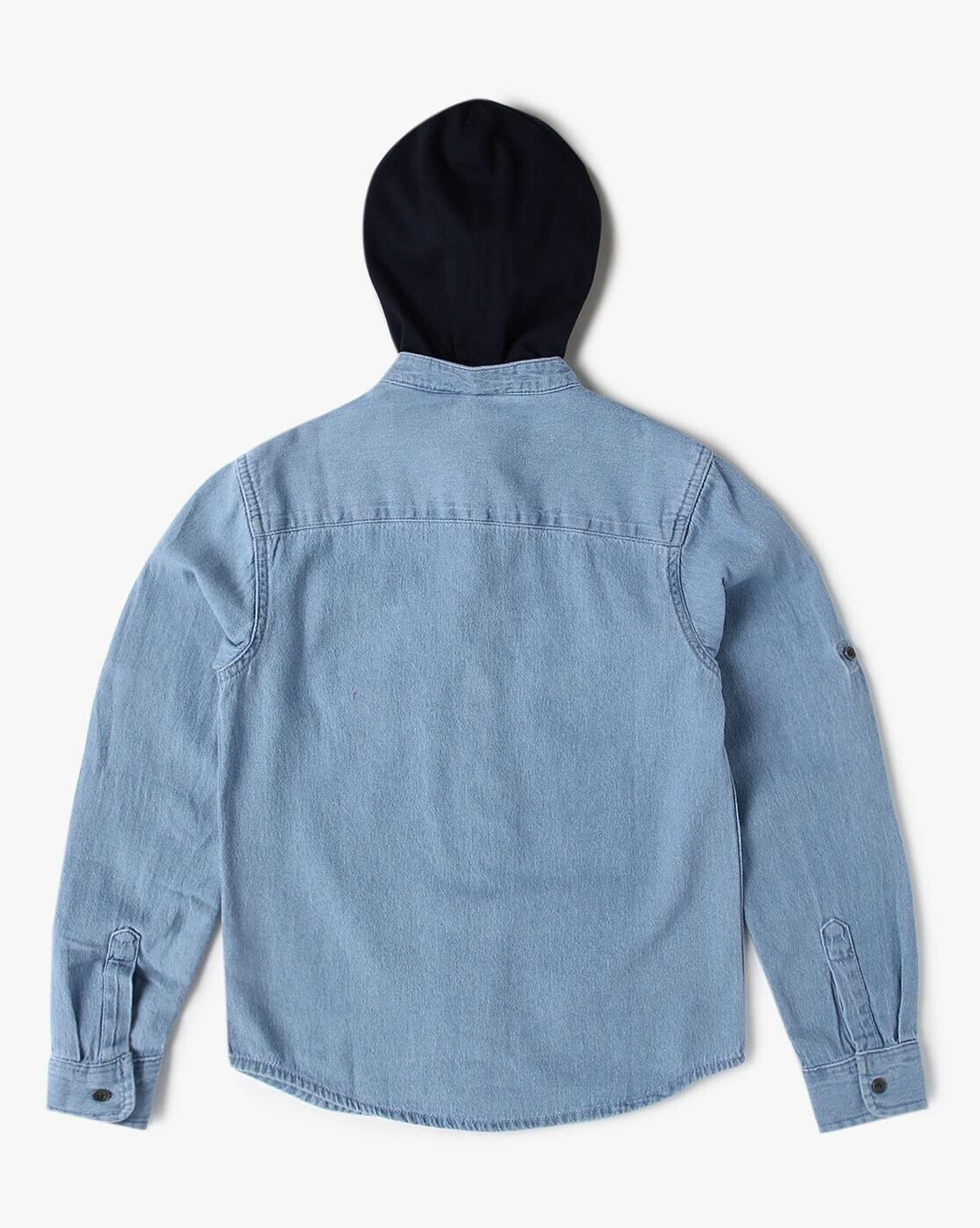 Boys Washed Regular Fit Hooded Shirt