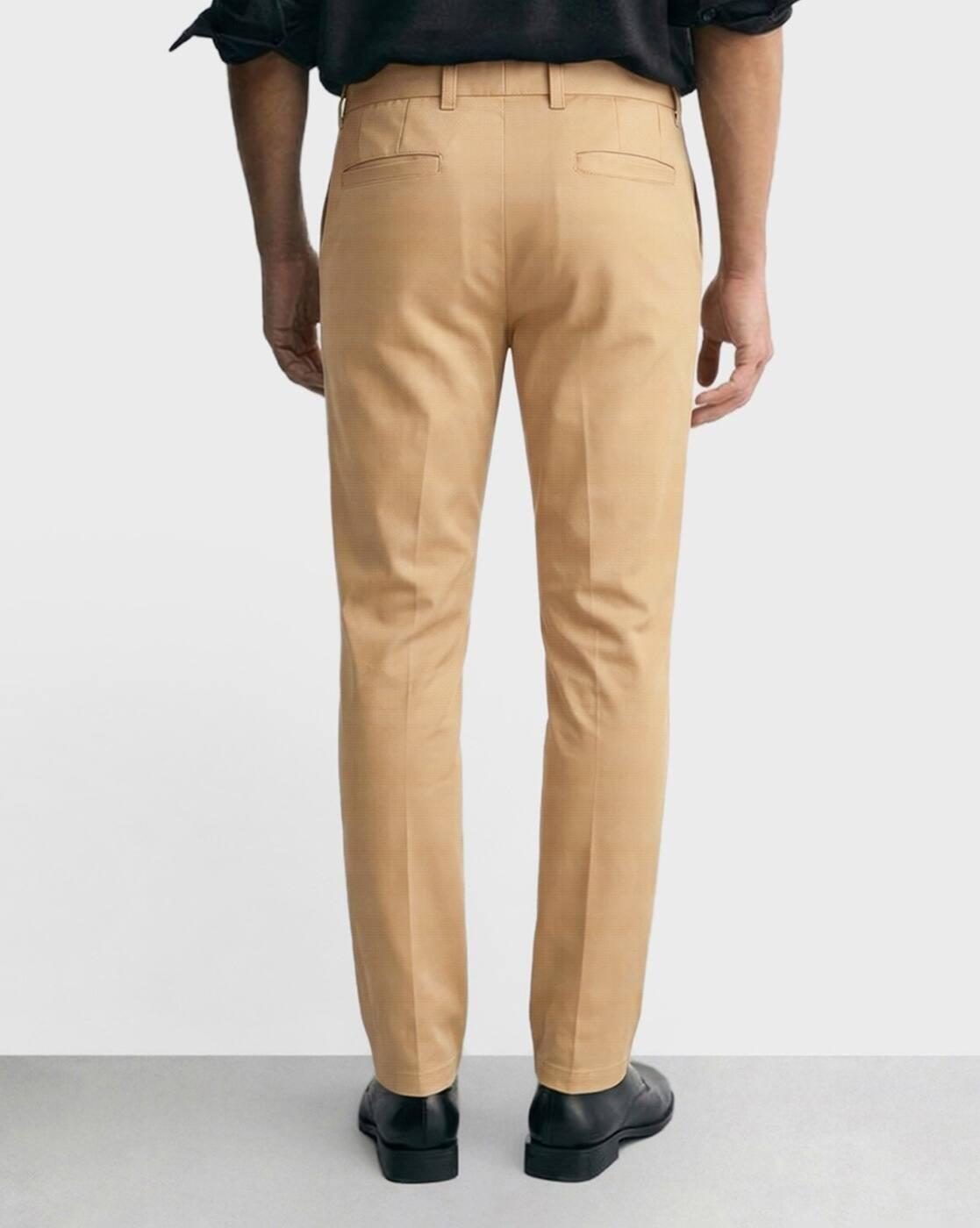 Men Slim Fit Flat-Front Chinos