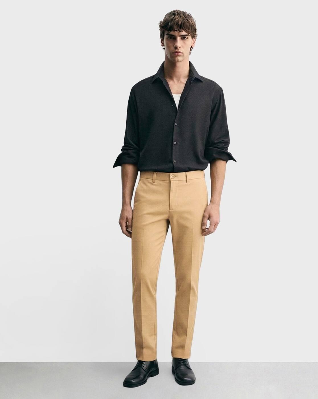 Men Slim Fit Flat-Front Chinos