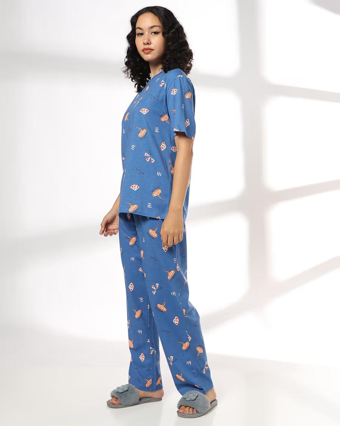 Women All-Over Print T-Shirt & Pyjamas Set