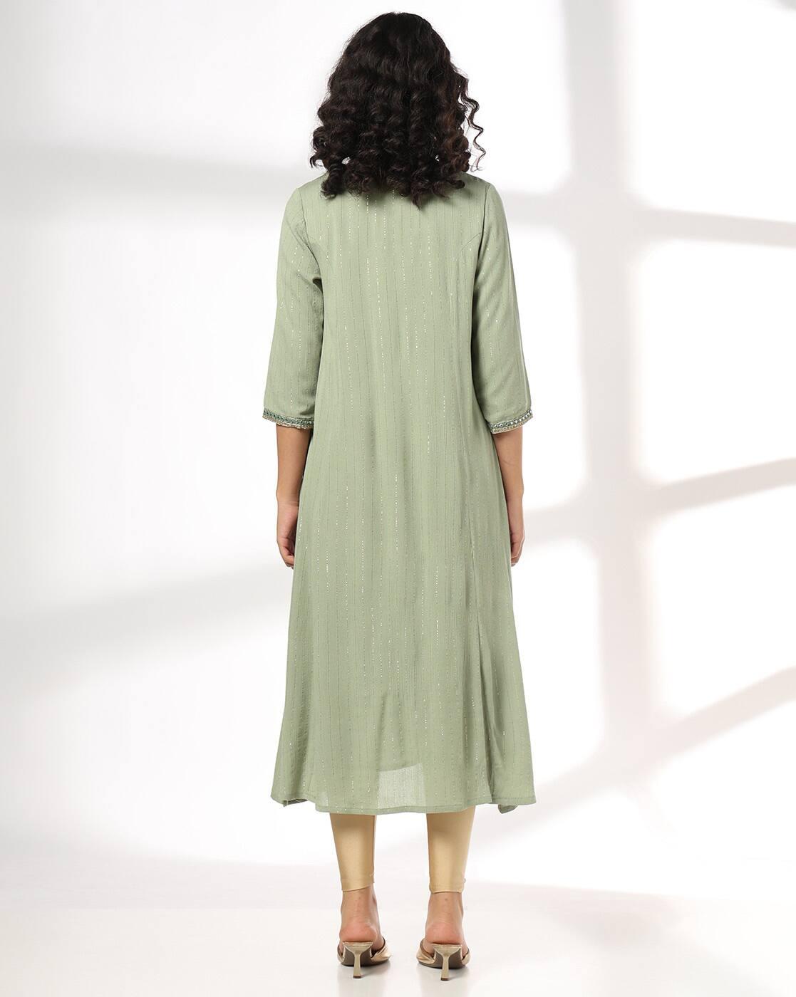 Women Mirror Embroidered Flared Kurta