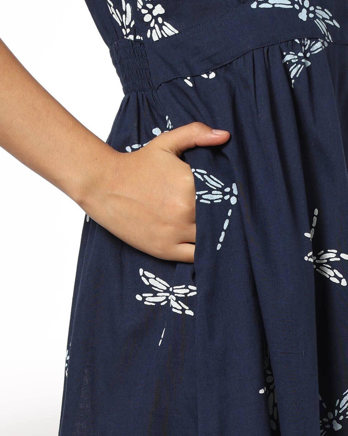 Women Printed Mandarin-Collar Tiered Dress