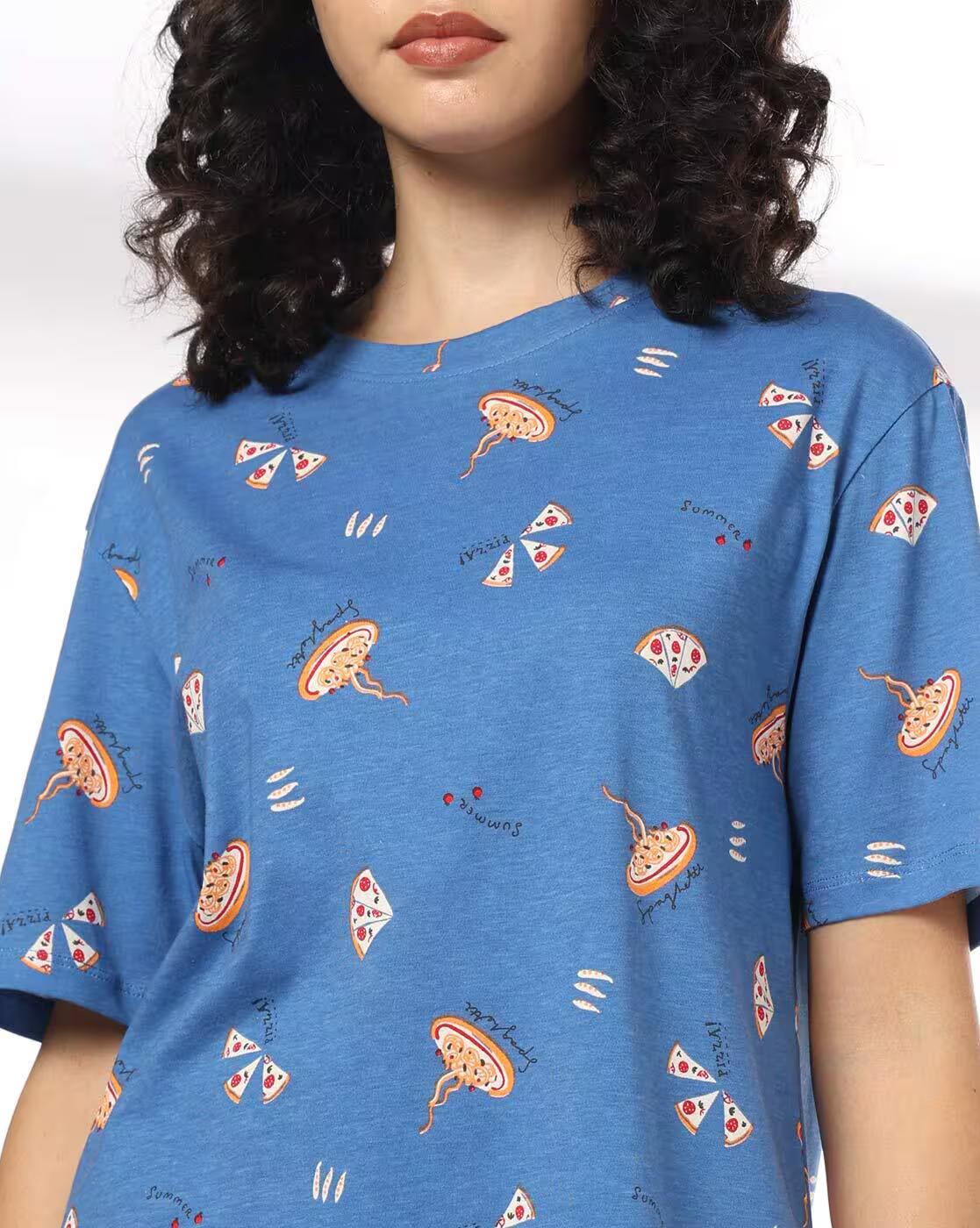 Women All-Over Print T-Shirt & Pyjamas Set