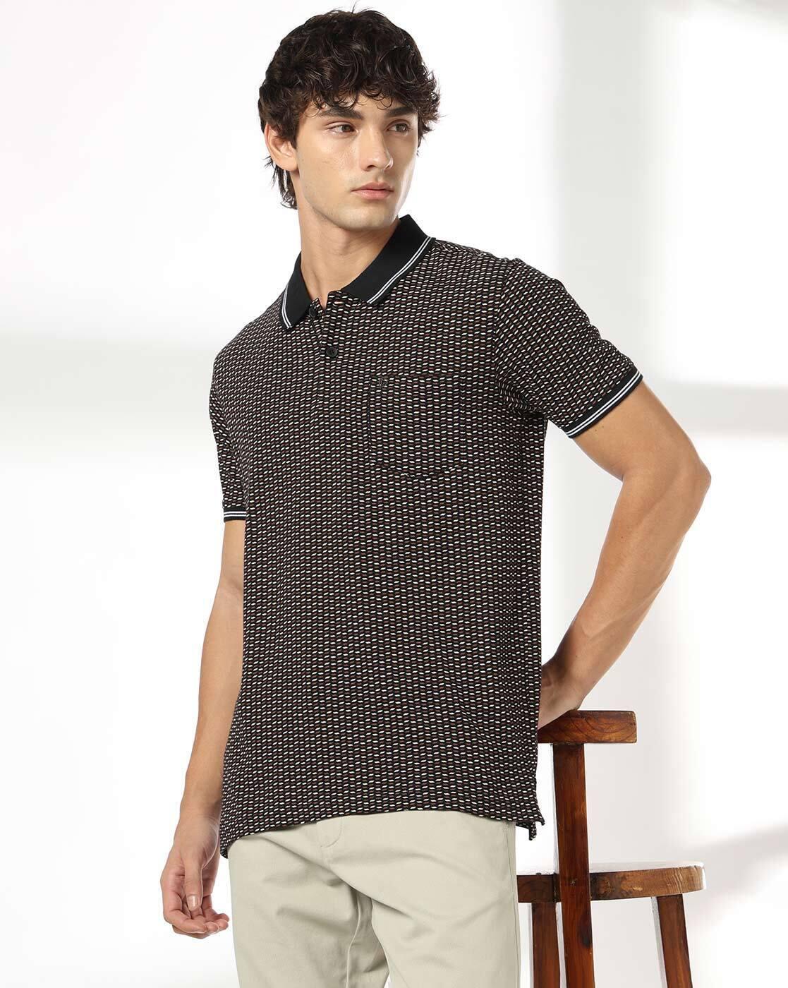 Men Slim Fit Printed Cotton Polo T-Shirt
