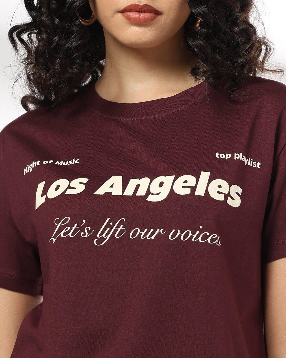 Women Typographic Print Loose Fit Crew-Neck T-Shirt