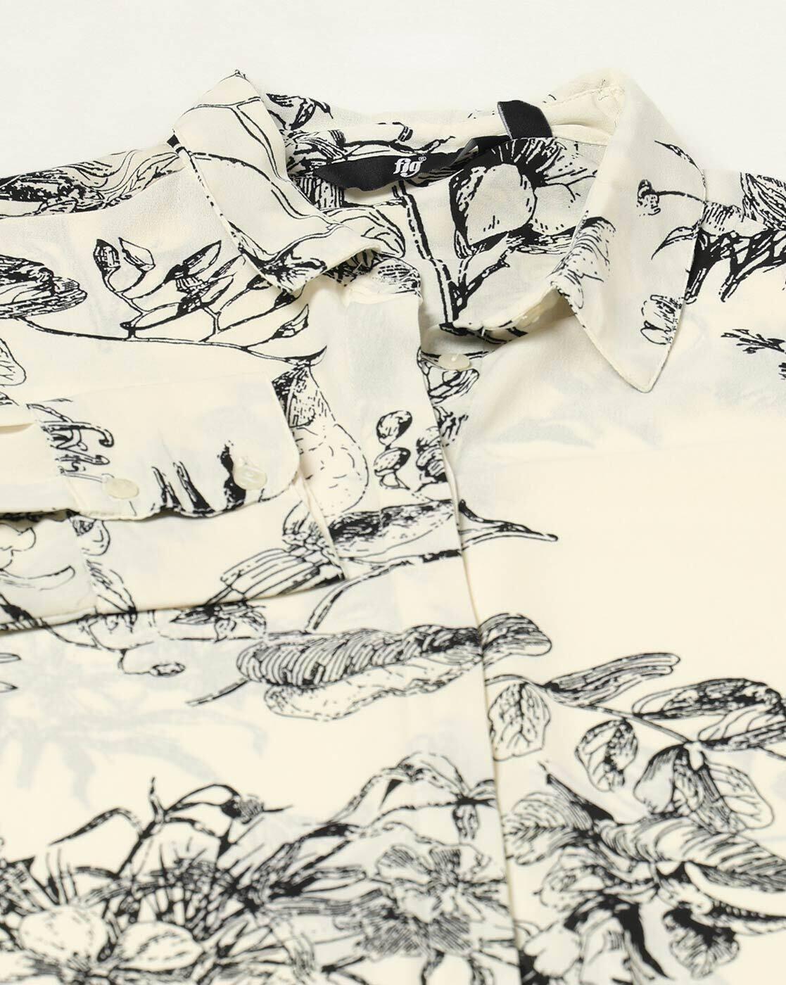 Women Printed Concealed Placket Classic Shirt