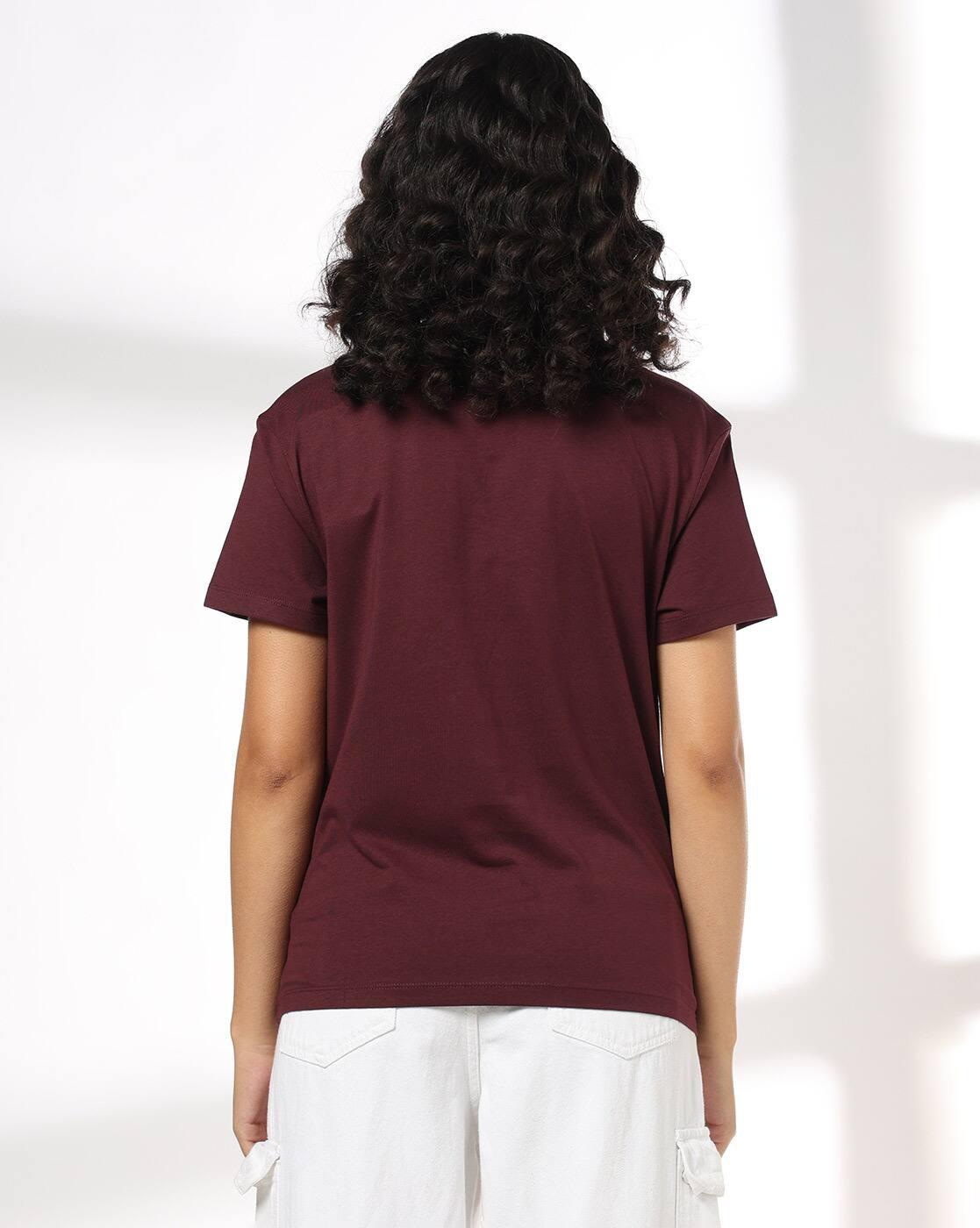 Women Typographic Print Loose Fit Crew-Neck T-Shirt